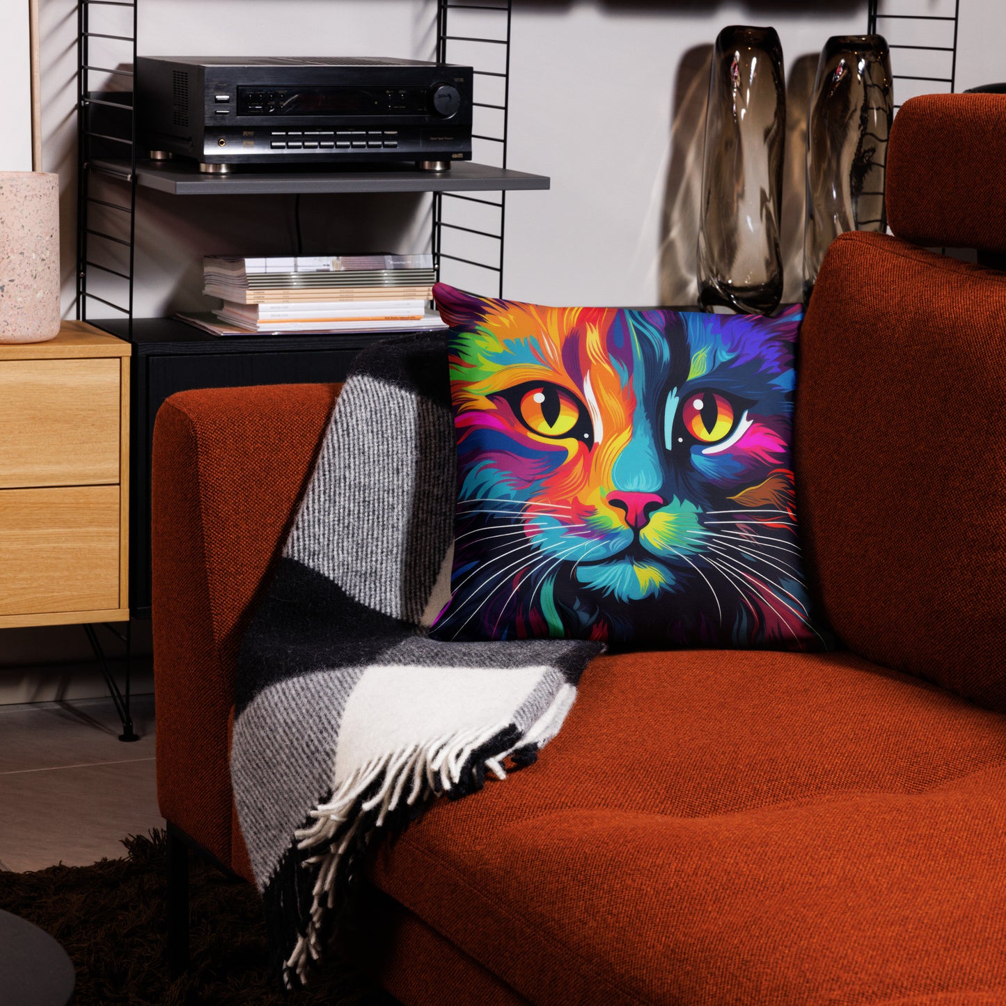 Day Glo Kitty Premium Pillow