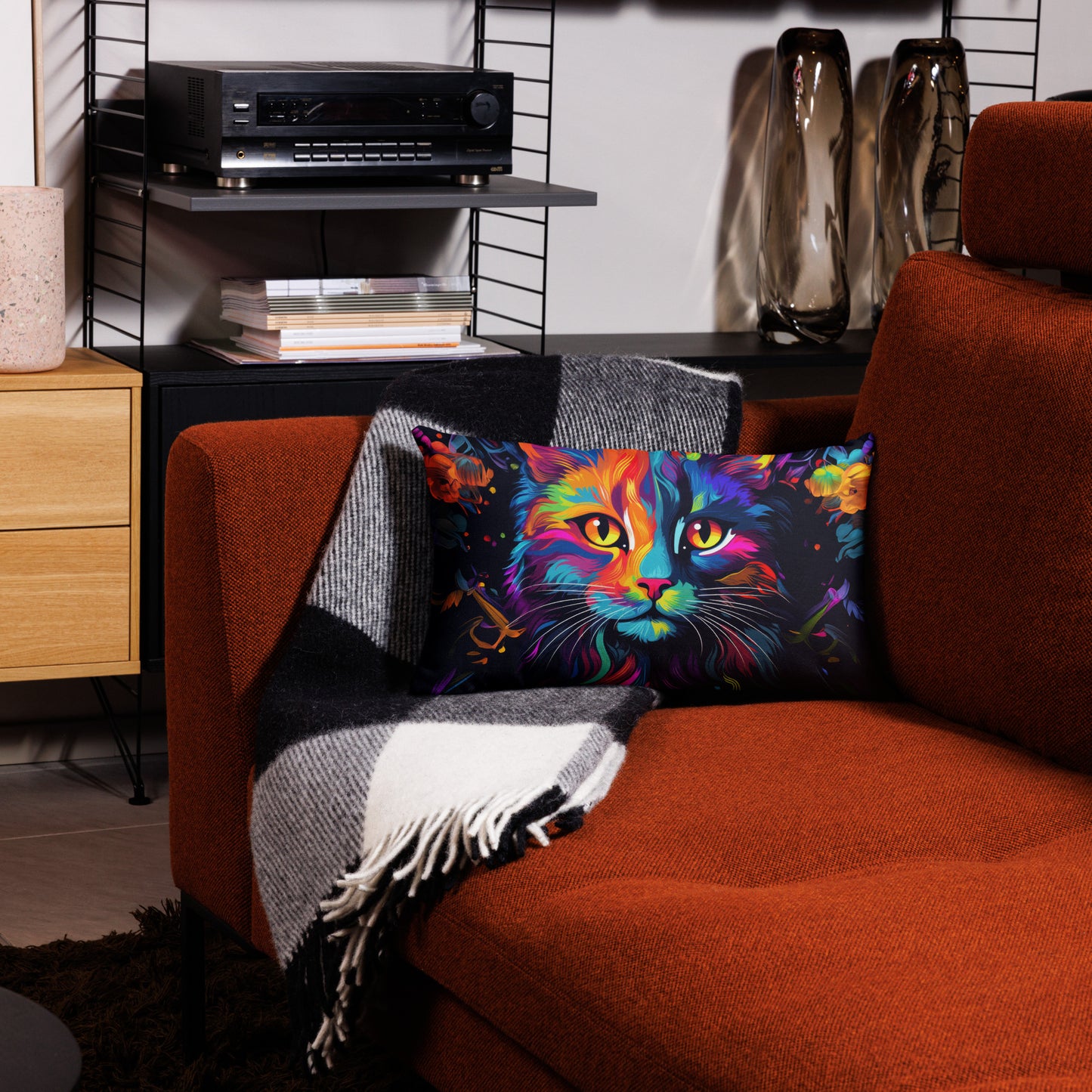 Day Glo Kitty Premium Pillow
