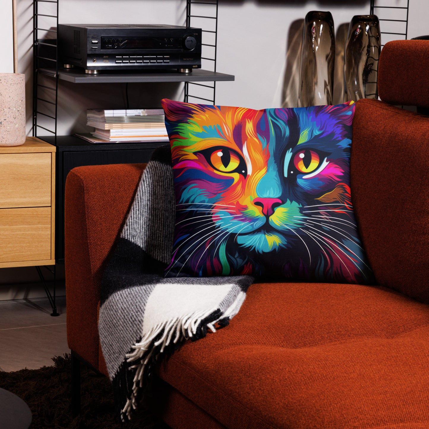 Day Glo Kitty Premium Pillow