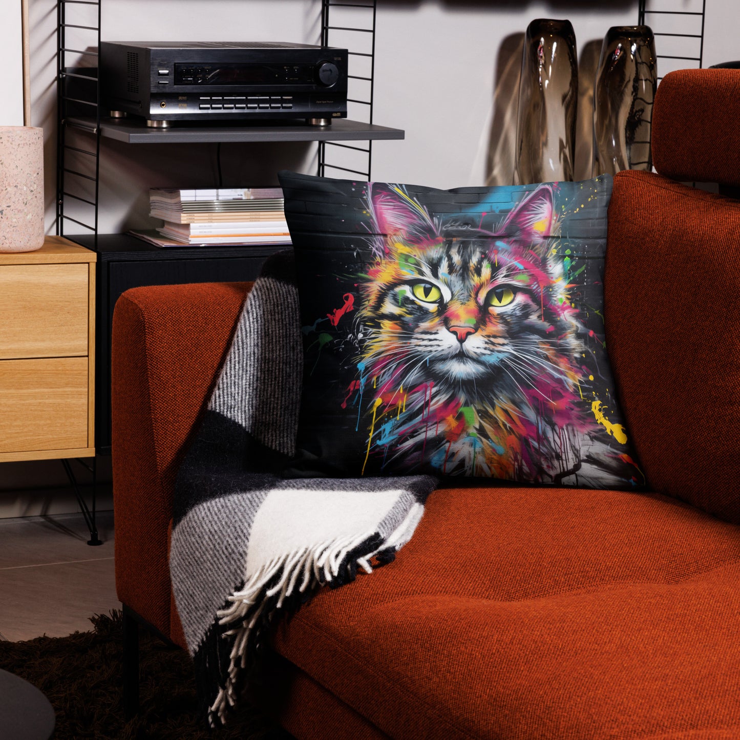 Graffiti Cat Premium Pillow