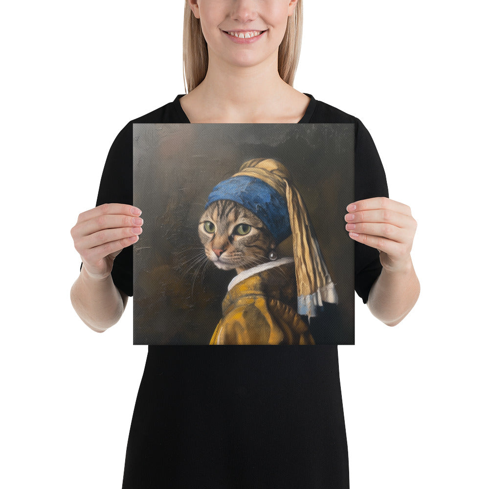 Cat with a Pearl Earring Canvas Print