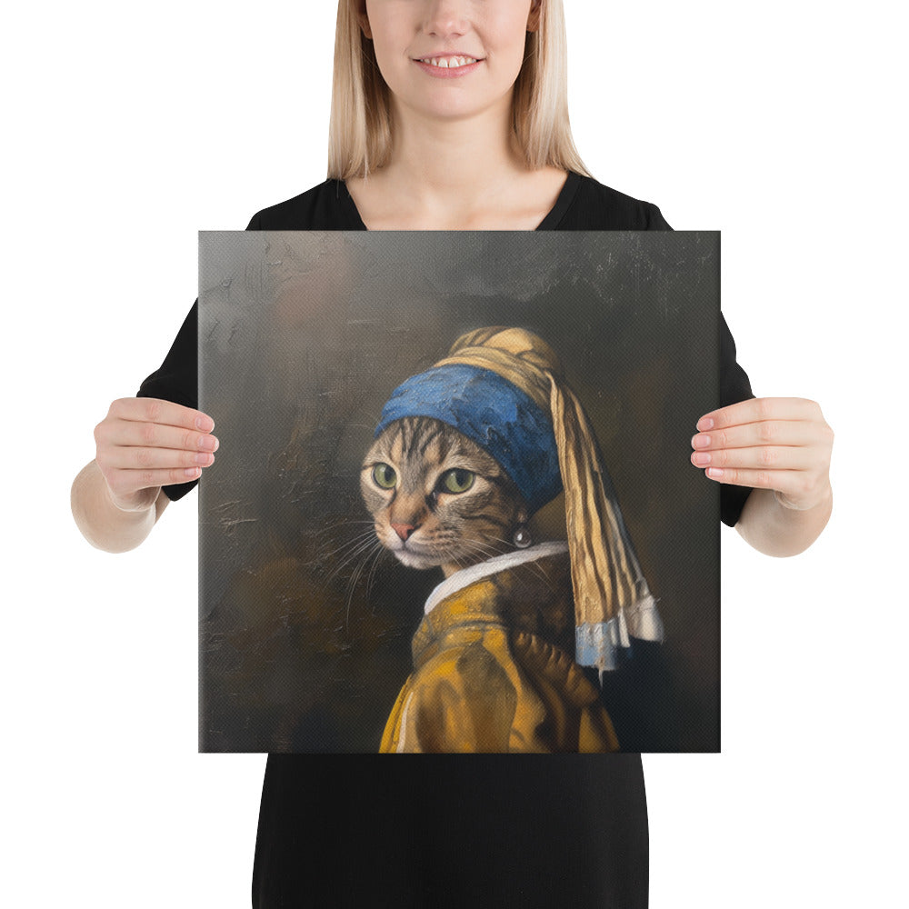 Cat with a Pearl Earring Canvas Print