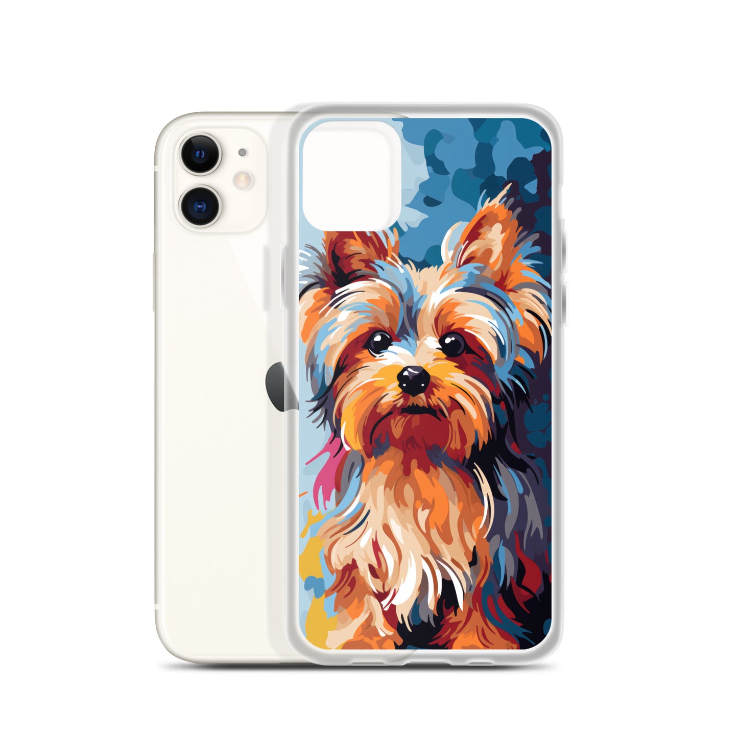 iPhone Case Painted Yorkshire Terrier Blue