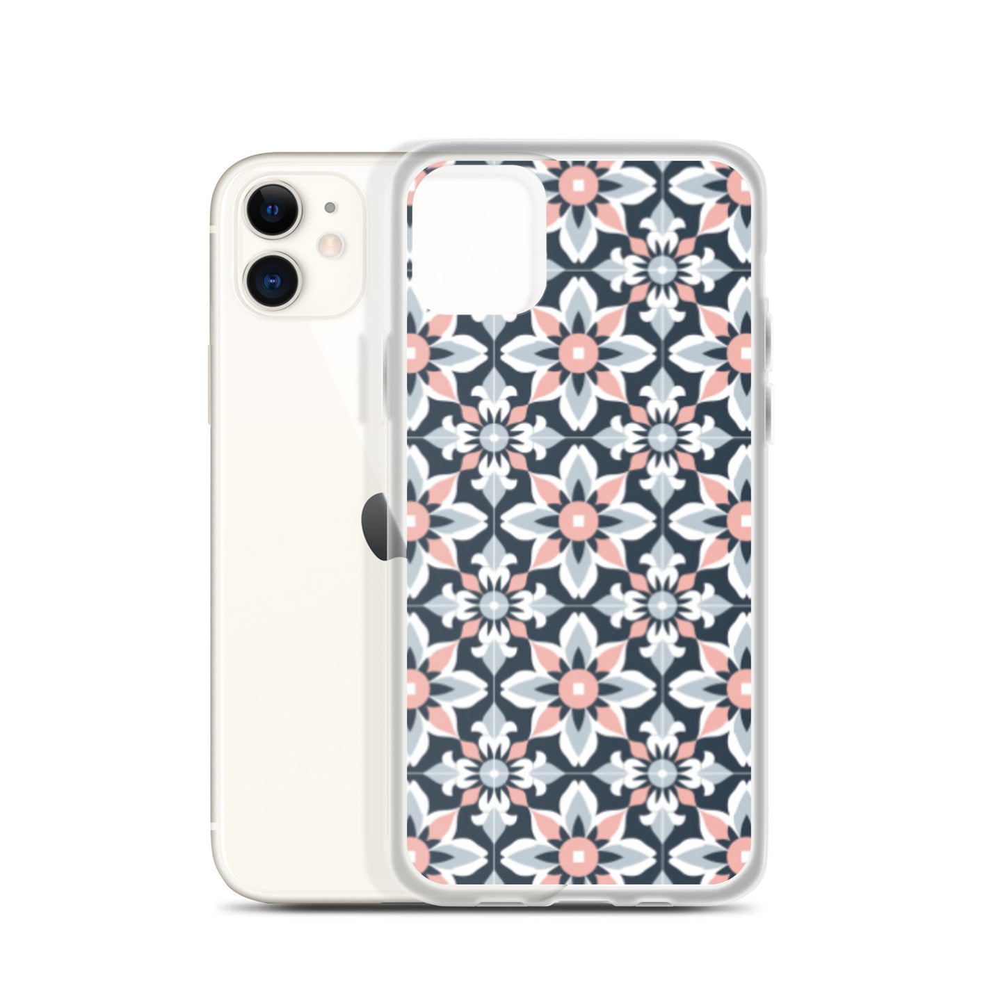 iPhone Case Geometric Flowers Pastel Pink and Blue