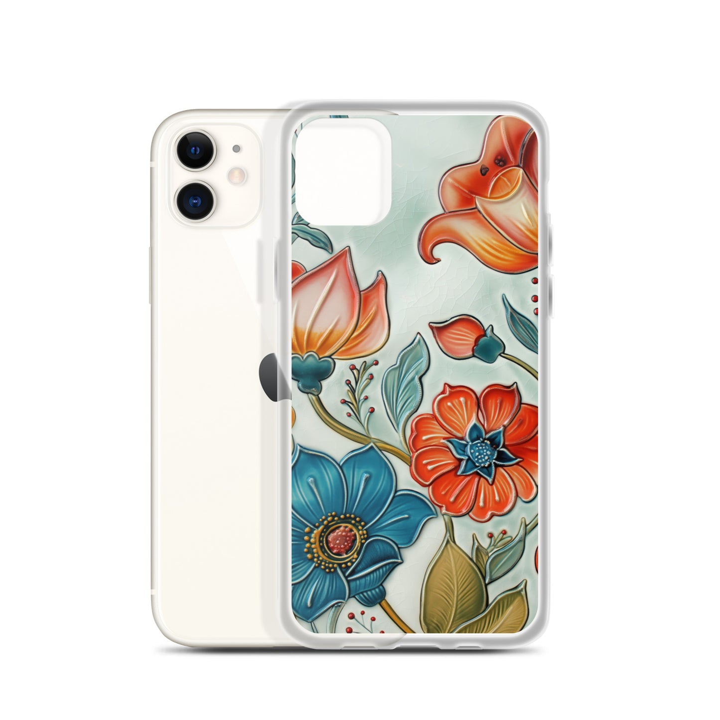iPhone Case Painted Ceramic Tile Flowers