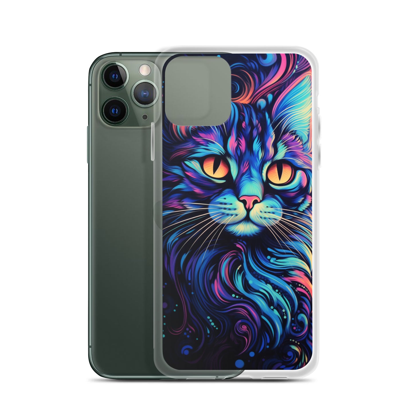 Blacklight Styled Cat iPhone Case