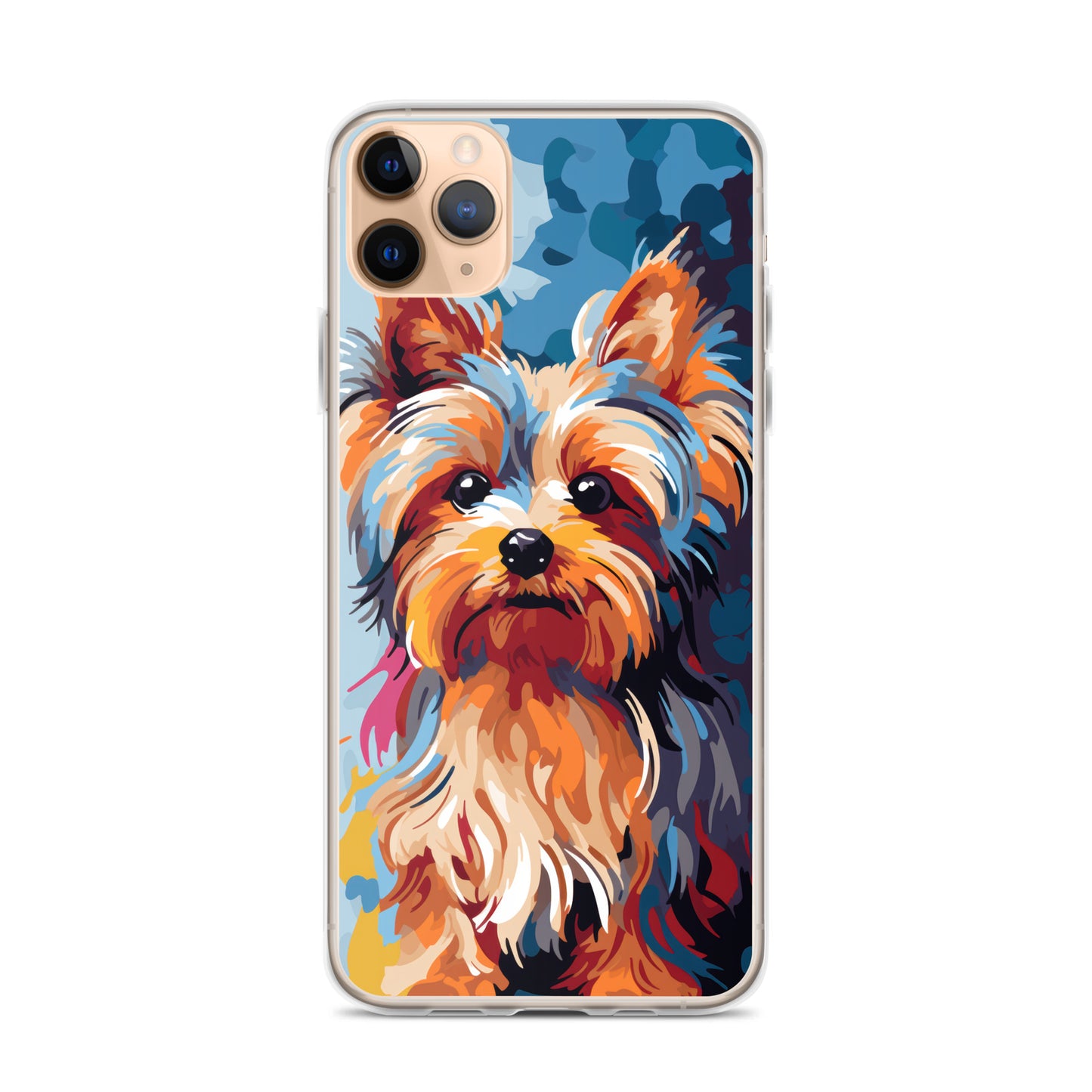 iPhone Case Painted Yorkshire Terrier Blue
