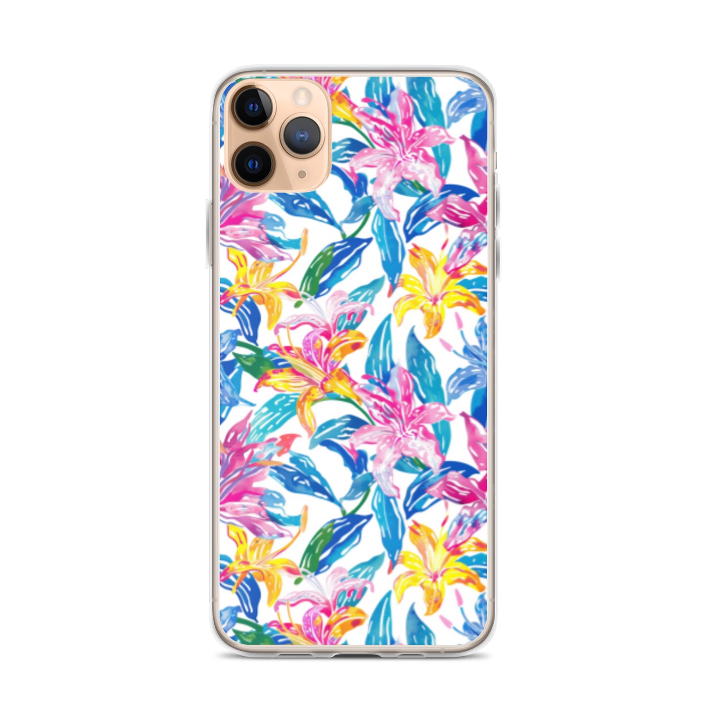 iPhone Case Colorful Floral Watercolor Blue Yellow Pink