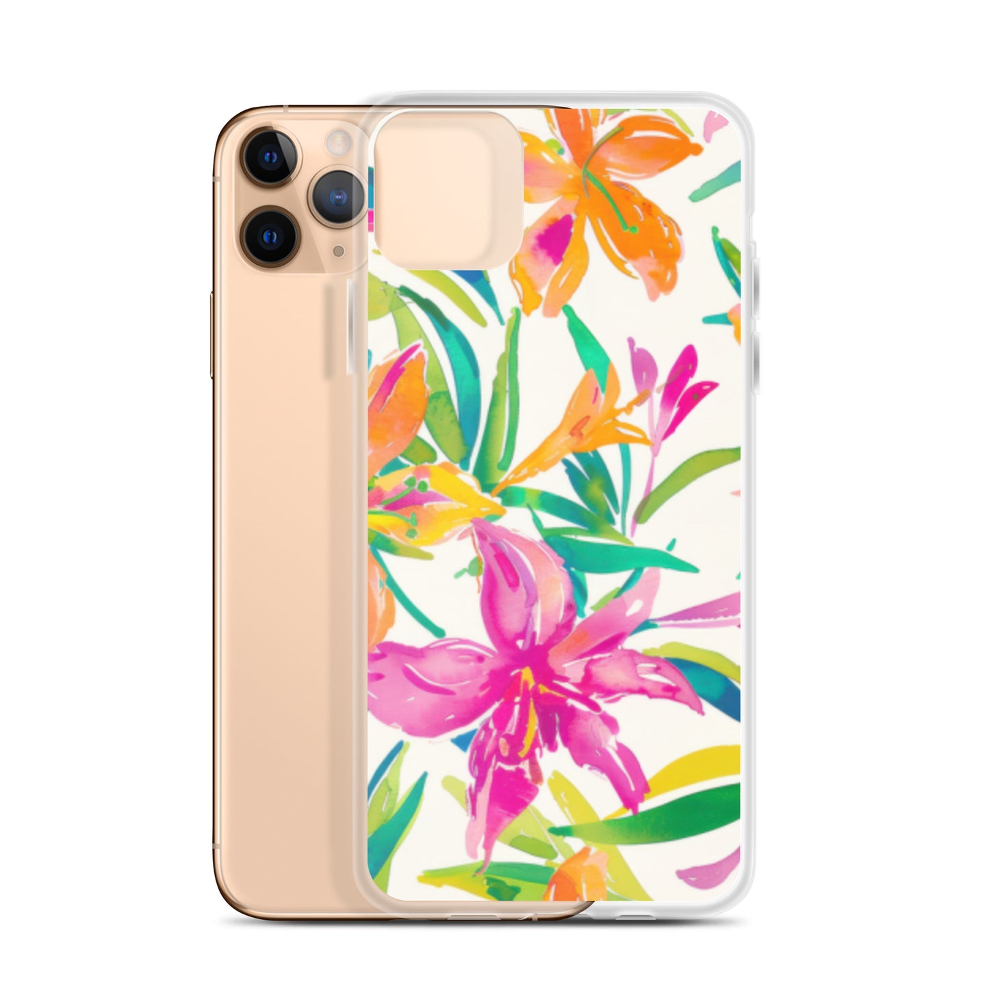 iPhone Case Colorful Floral Watercolor Pink Orange