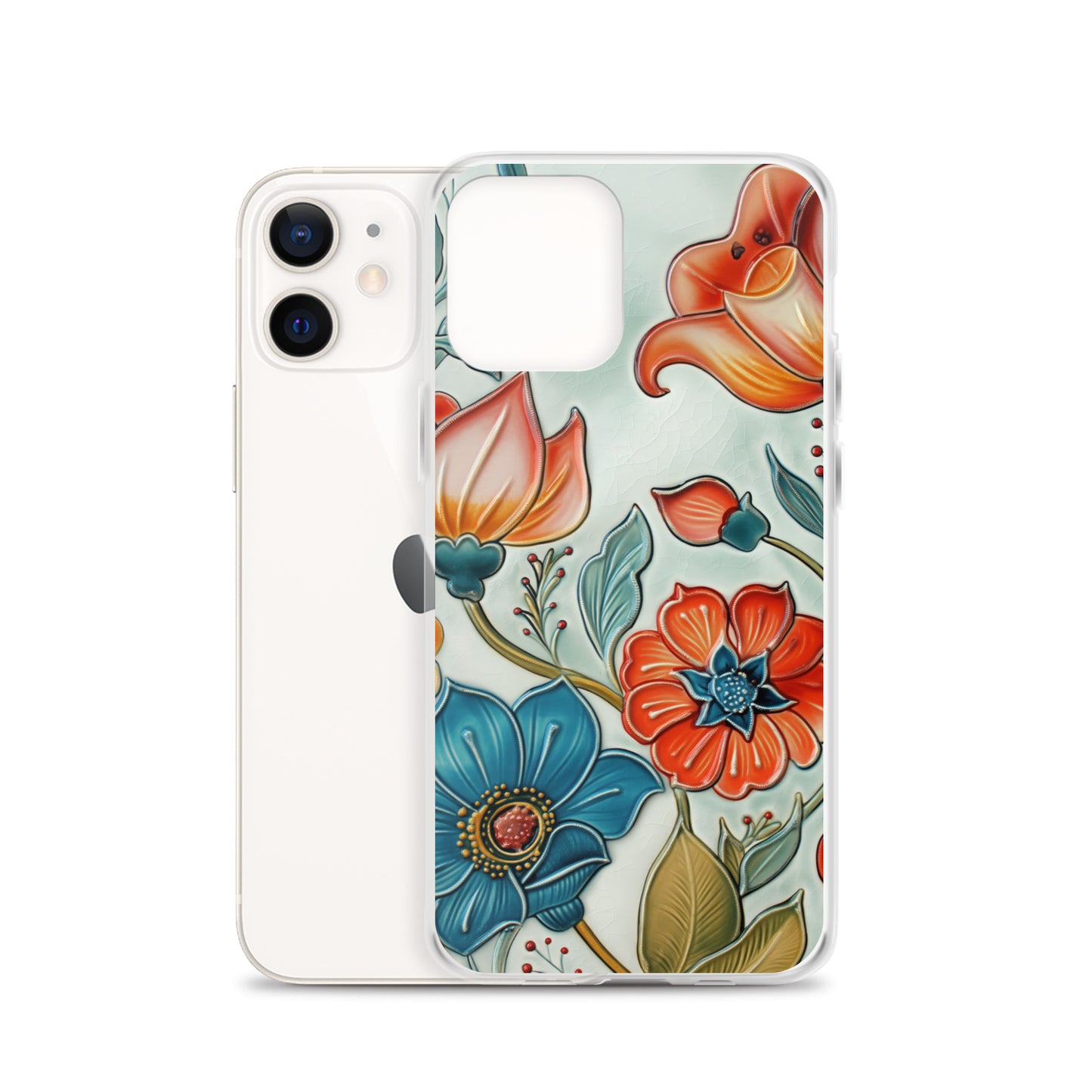 iPhone Case Painted Ceramic Tile Flowers