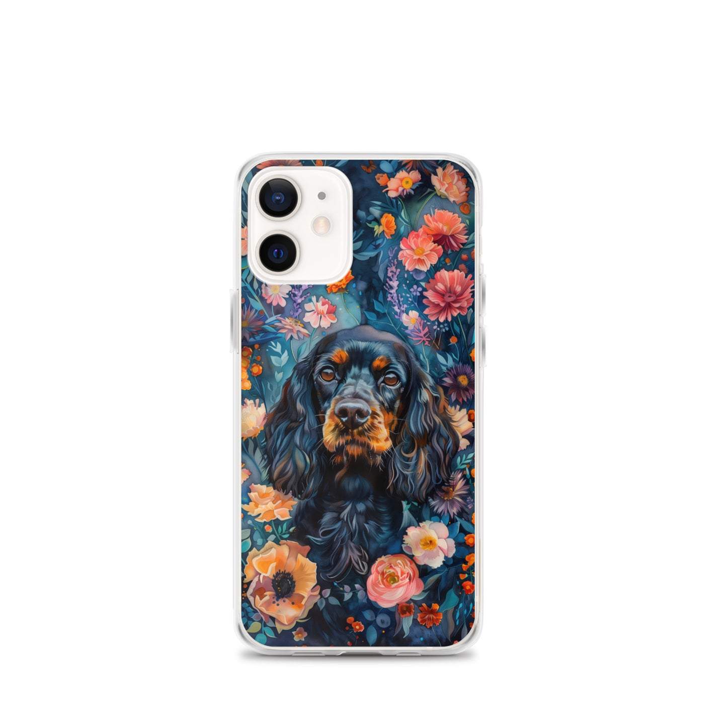 iPhone Case Watercolor Cocker Spaniel with Colorful Flowers