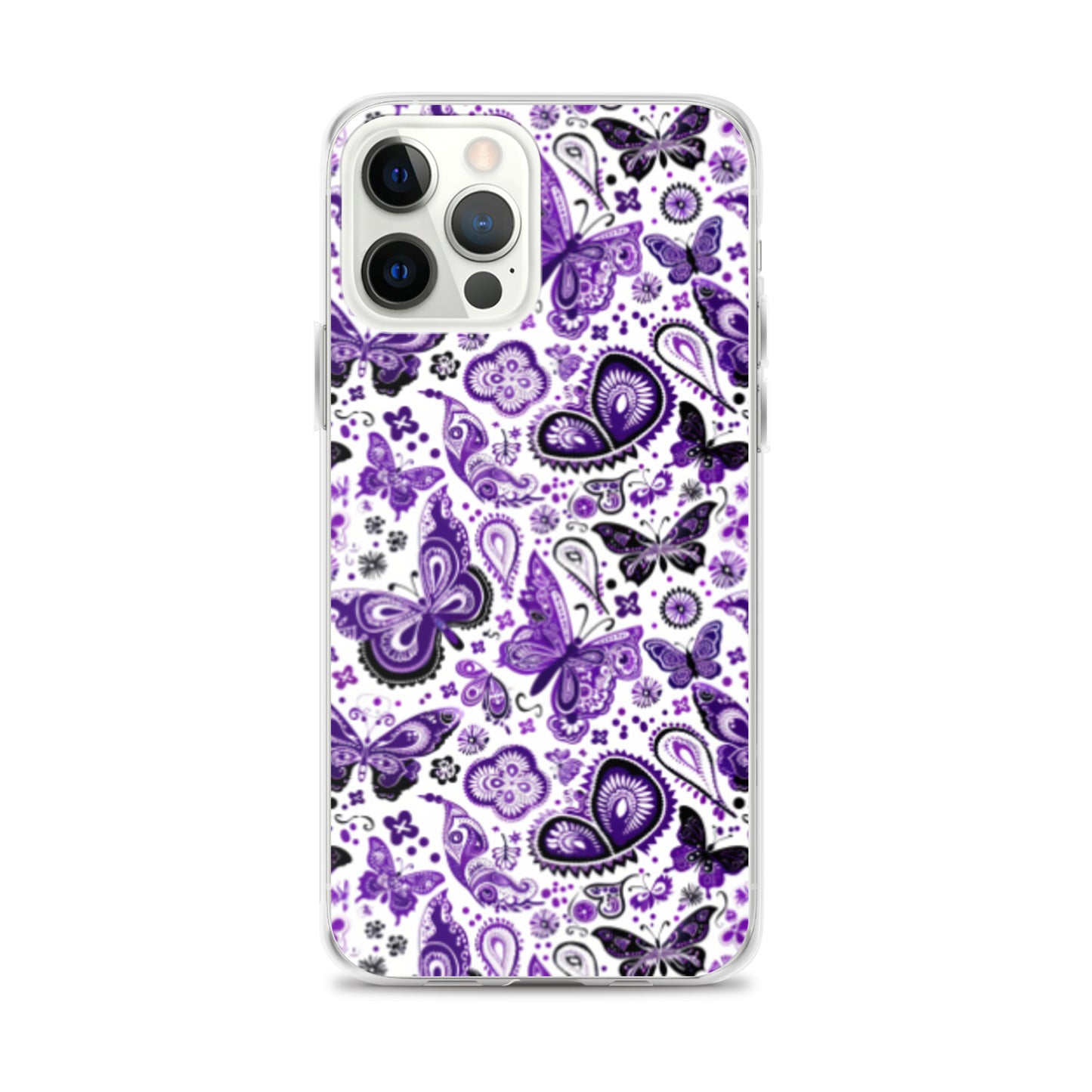 iPhone Case White and Purple Butterfly Paisley