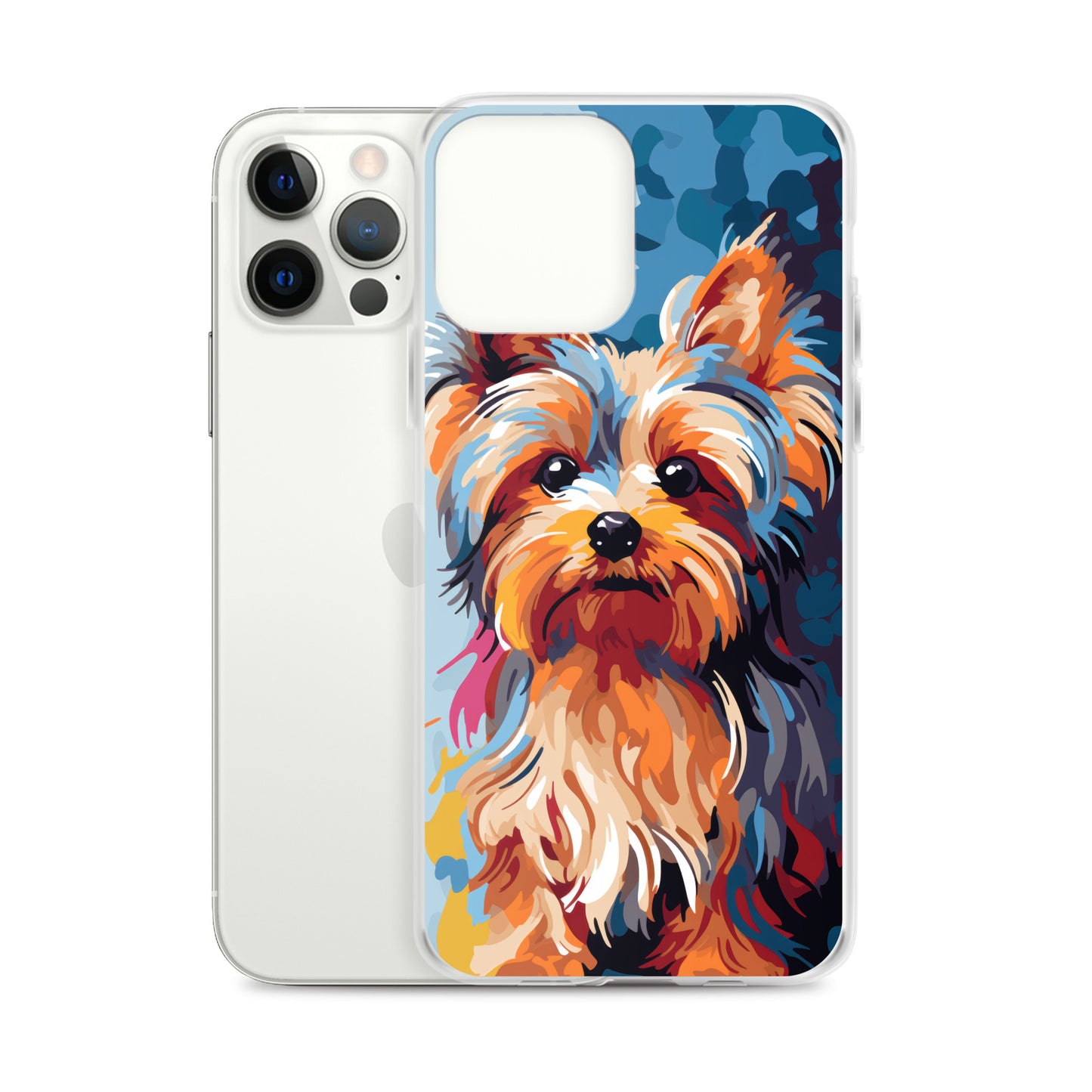 iPhone Case Painted Yorkshire Terrier Blue