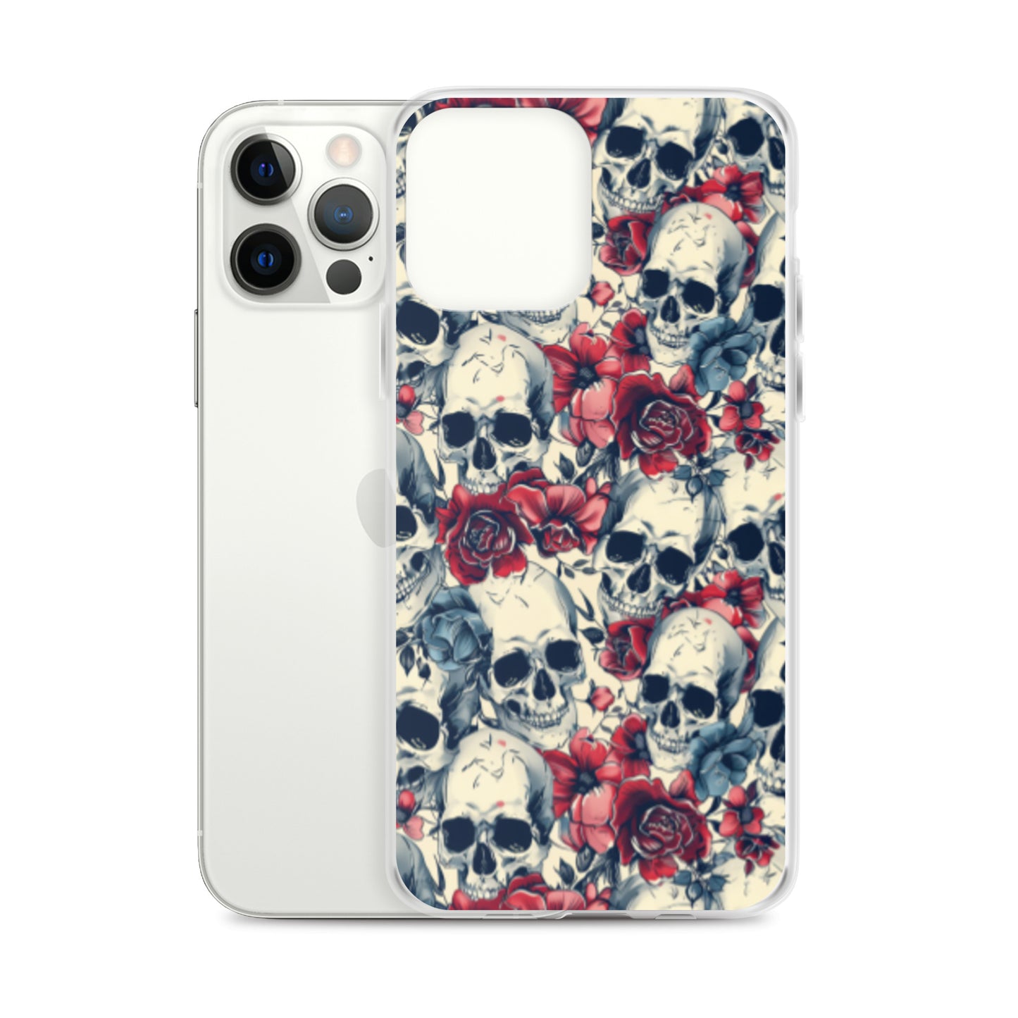 iPhone Case Skulls and Red Roses