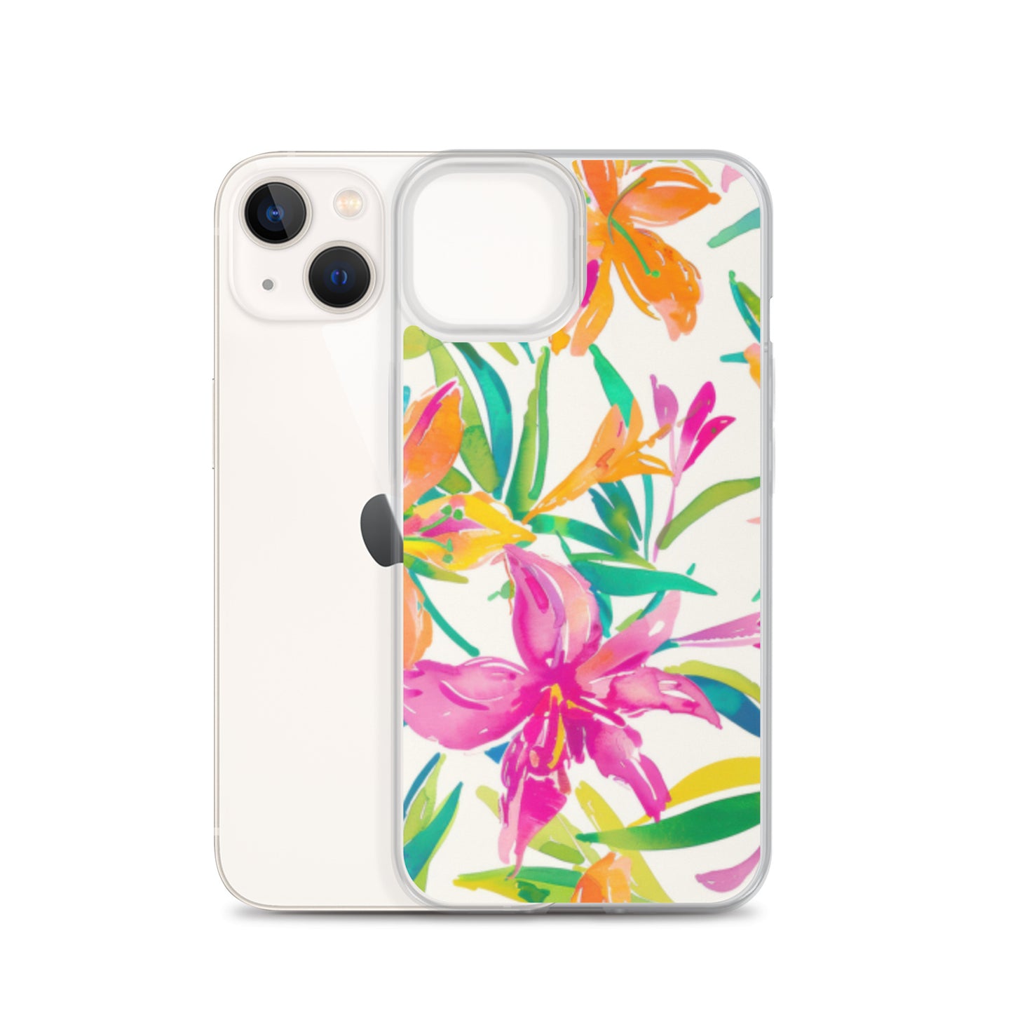 iPhone Case Colorful Floral Watercolor Pink Orange
