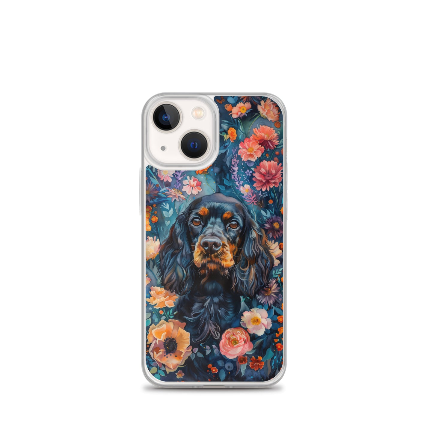 iPhone Case Watercolor Cocker Spaniel with Colorful Flowers