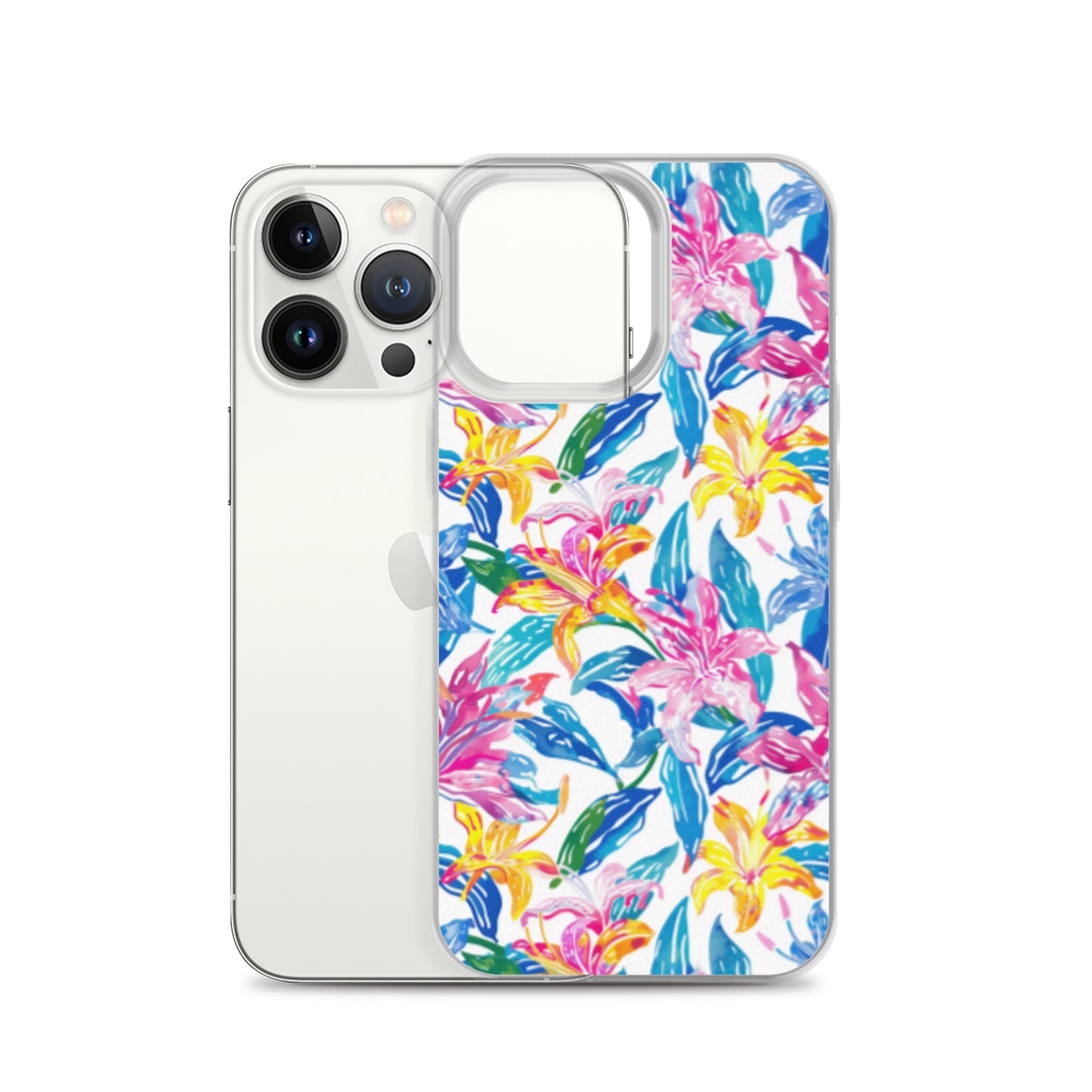 iPhone Case Colorful Floral Watercolor Blue Yellow Pink