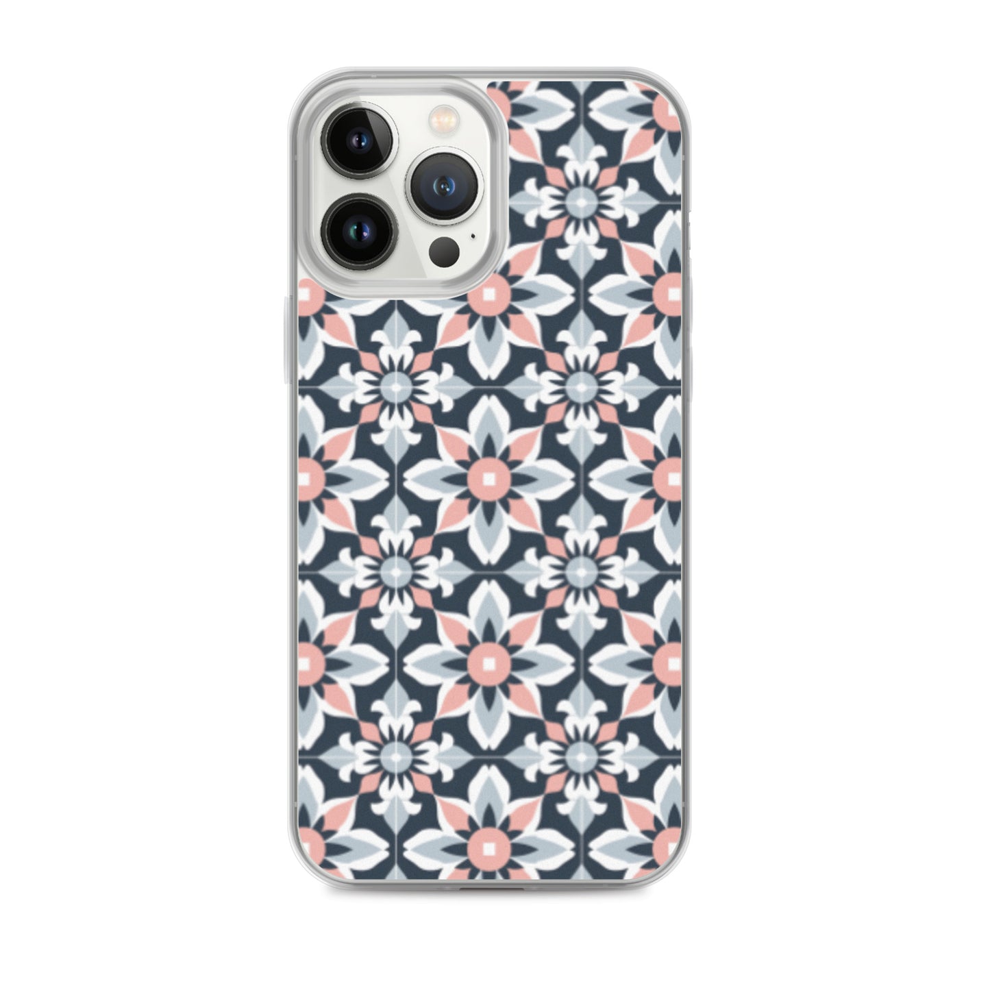 iPhone Case Geometric Flowers Pastel Pink and Blue