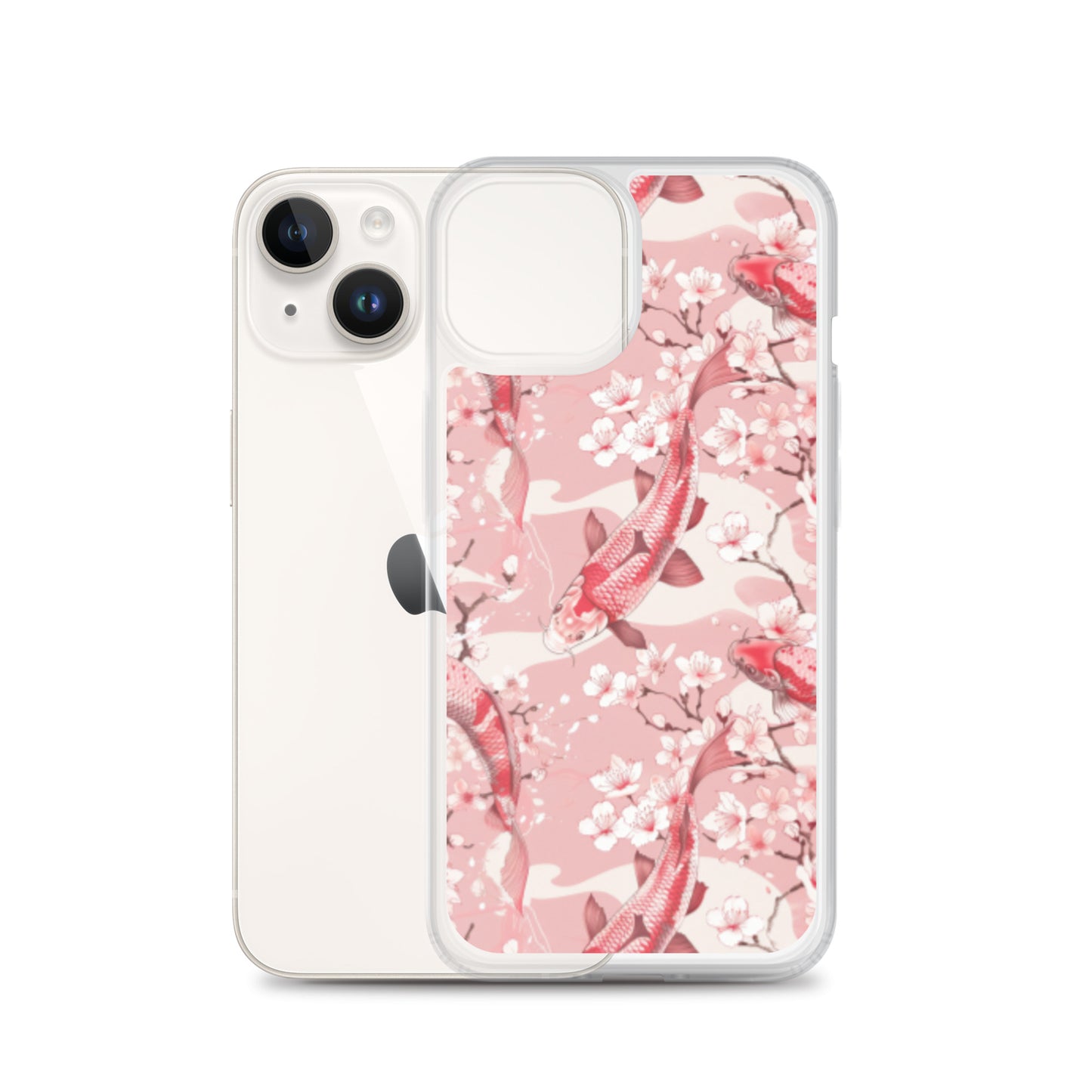 iPhone Case Pink Japanese Koi Fish and Cherry Blossoms