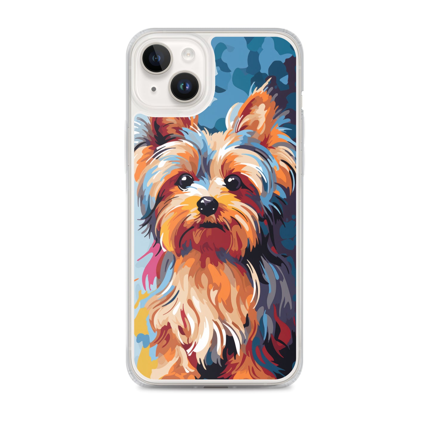 iPhone Case Painted Yorkshire Terrier Blue