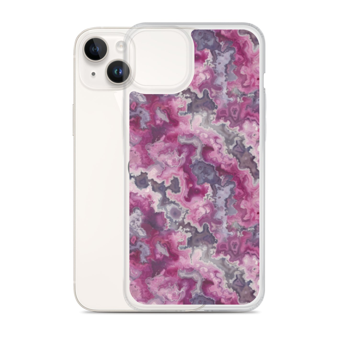 iPhone Case Pink Moss Agate Pattern