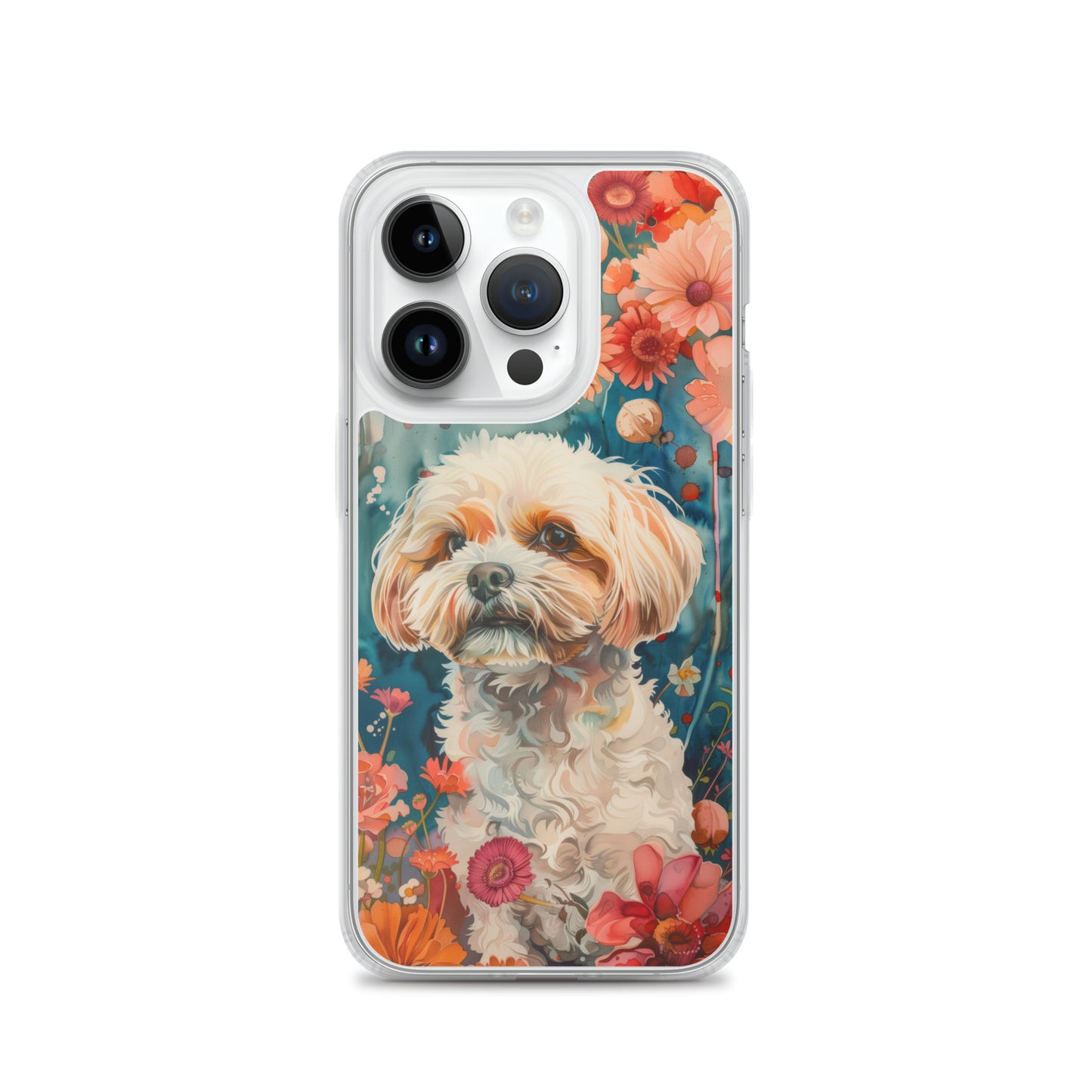 iPhone Case Watercolor Shih Tzu with Colorful Flowers