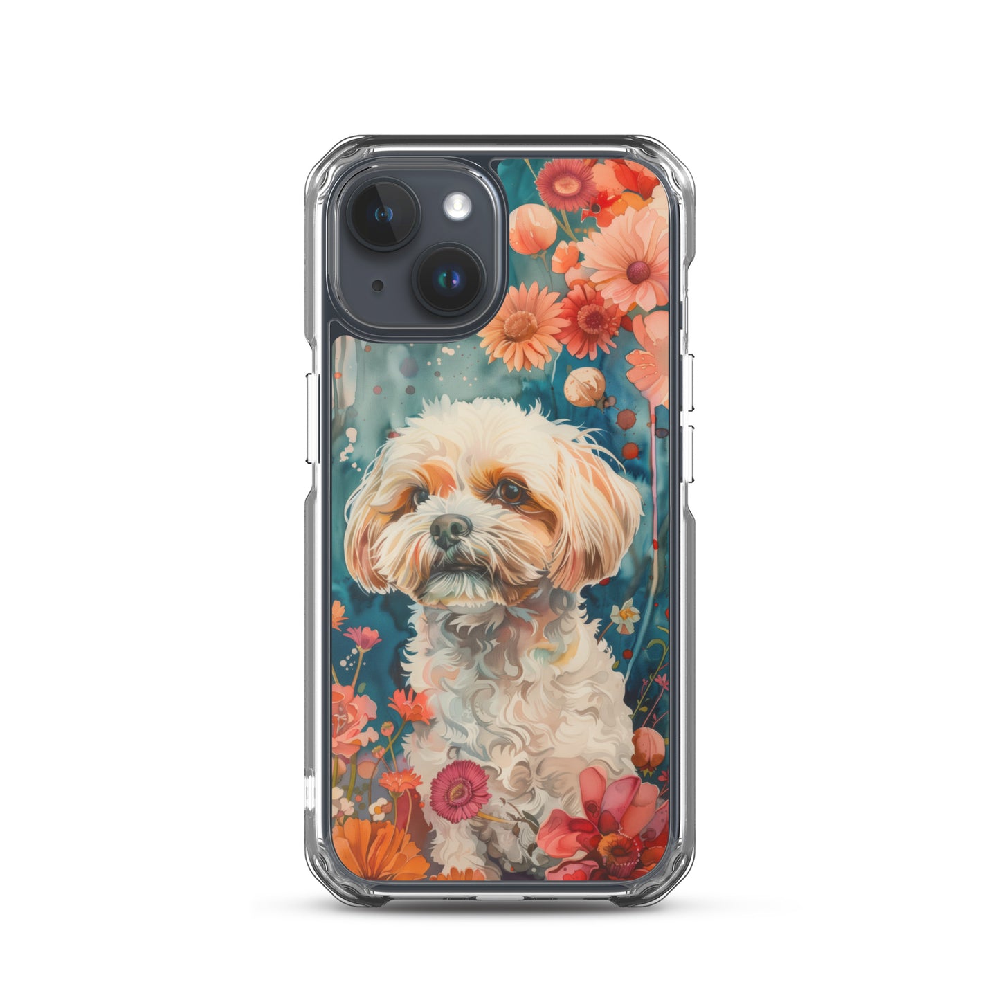 iPhone Case Watercolor Shih Tzu with Colorful Flowers