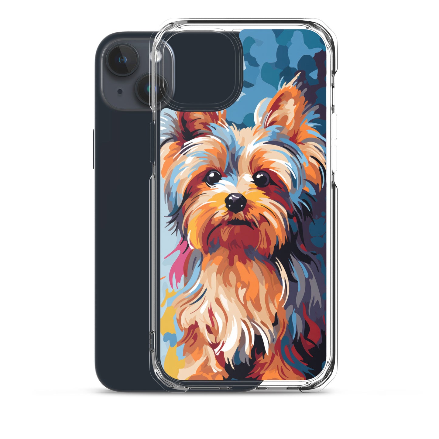 iPhone Case Painted Yorkshire Terrier Blue
