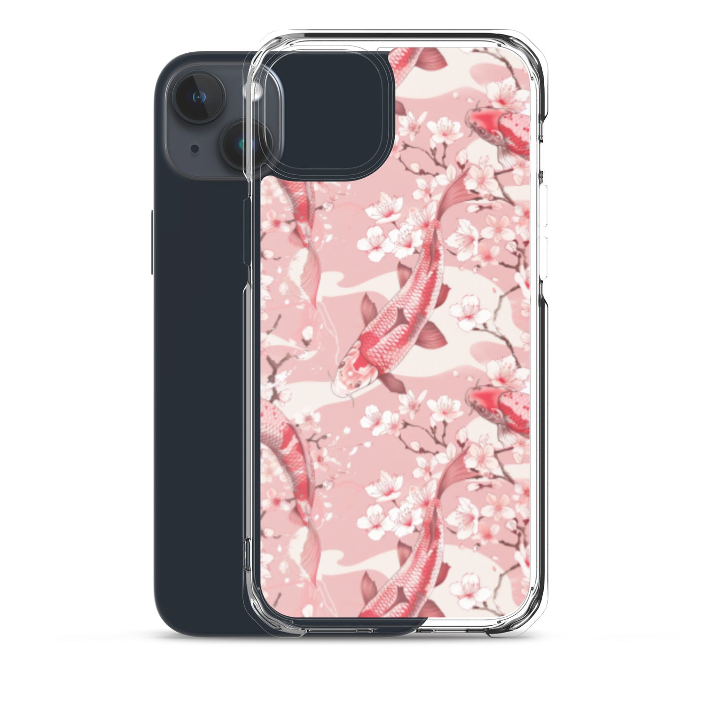 iPhone Case Pink Japanese Koi Fish and Cherry Blossoms