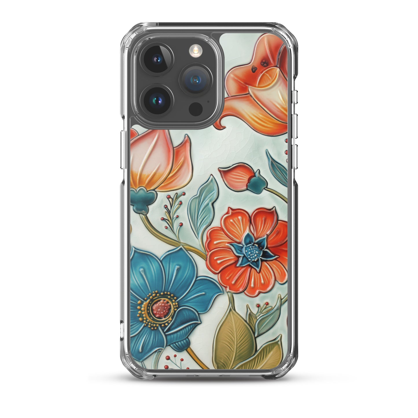 iPhone Case Painted Ceramic Tile Flowers