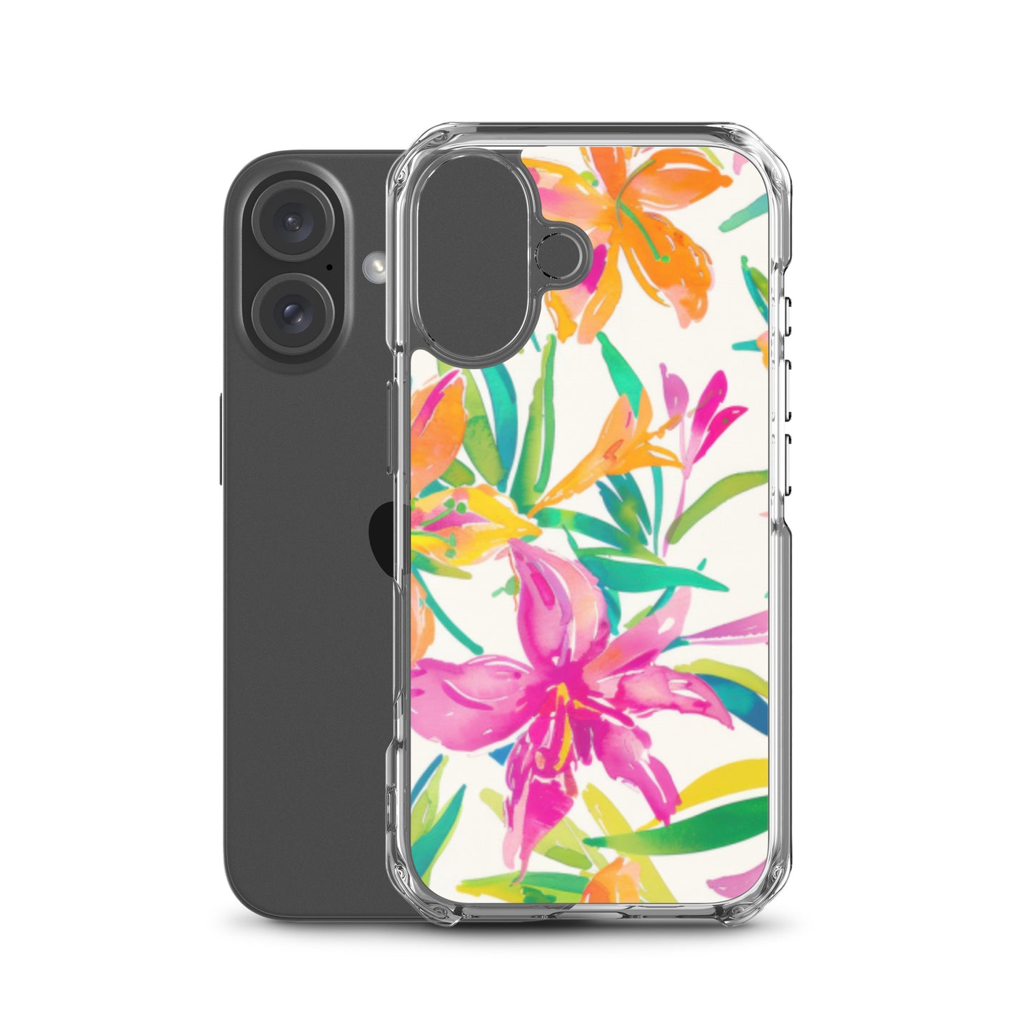 iPhone Case Colorful Floral Watercolor Pink Orange