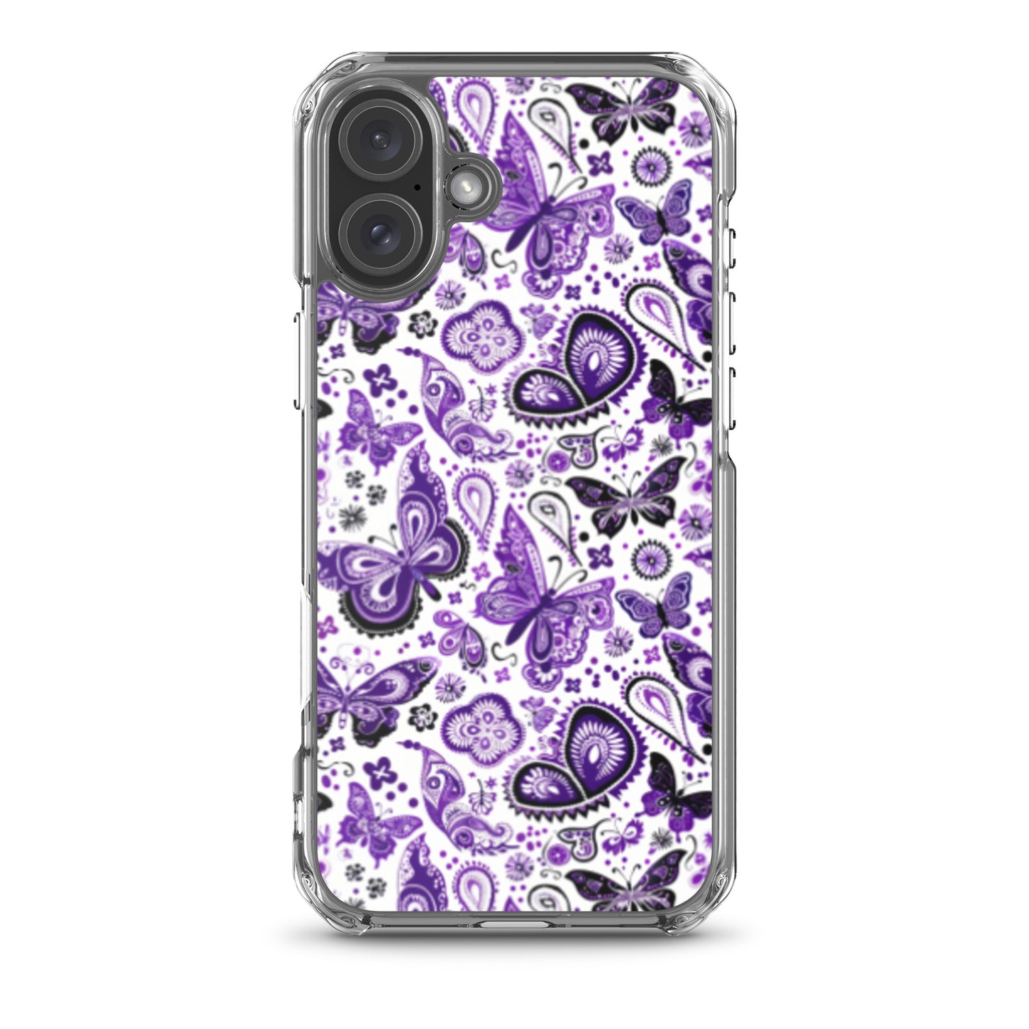 iPhone Case White and Purple Butterfly Paisley