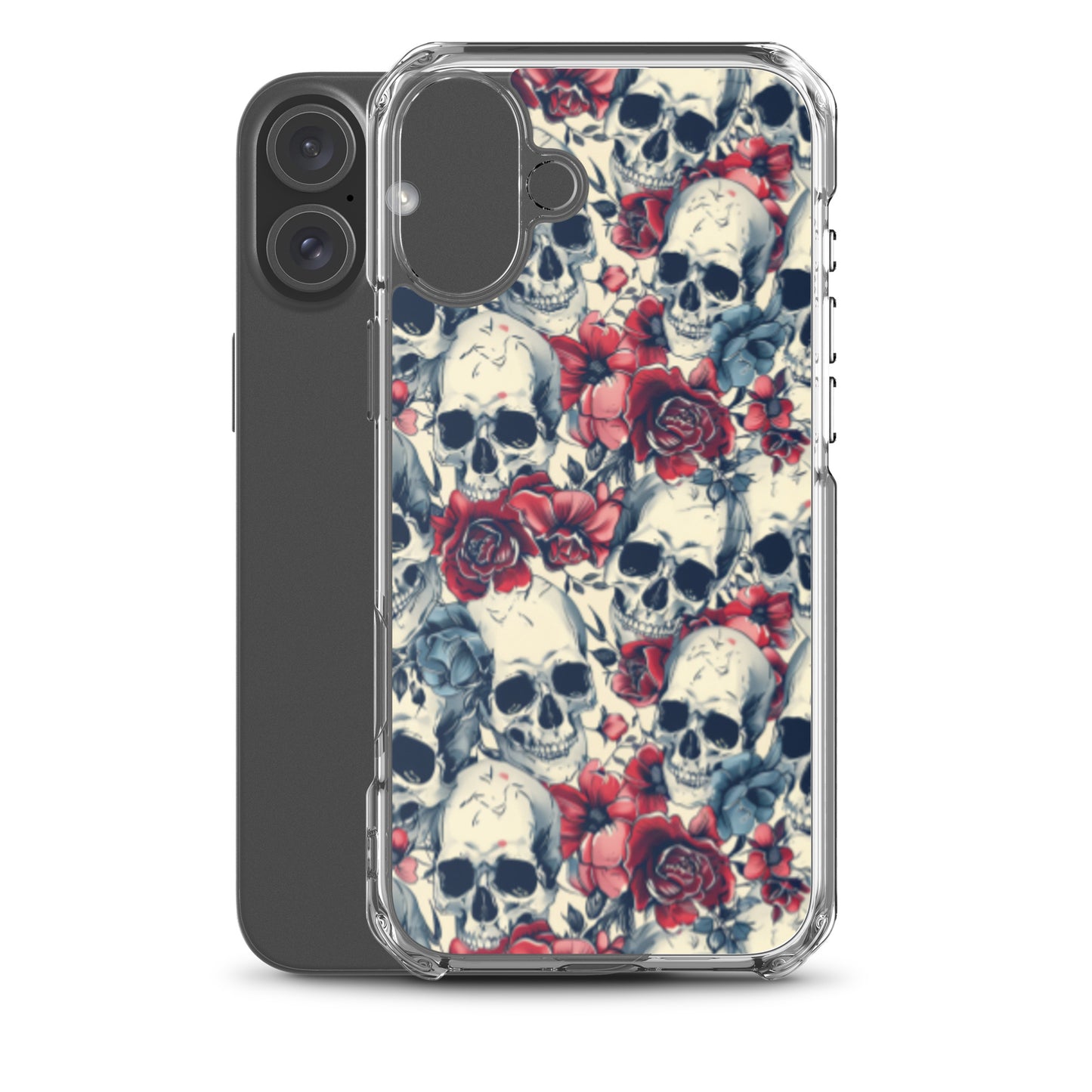 iPhone Case Skulls and Red Roses