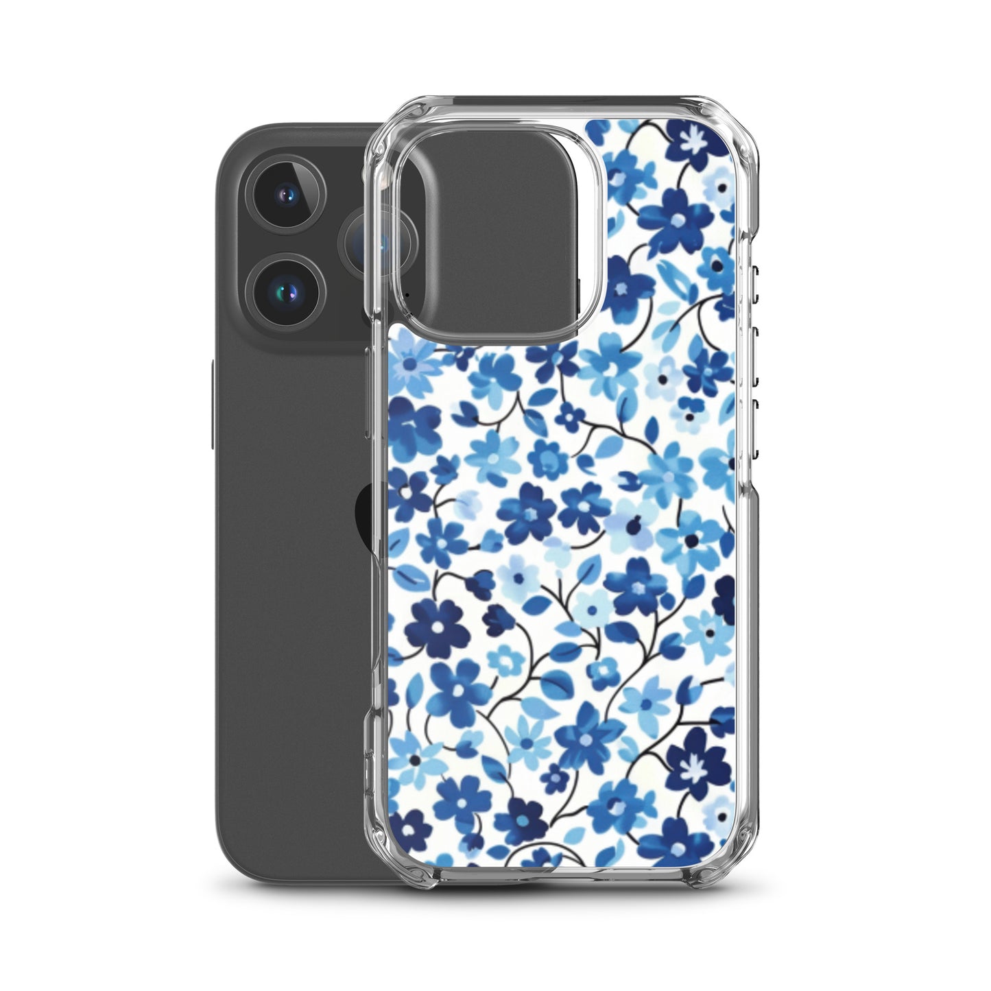 iPhone Case Blue Watercolor Flowers