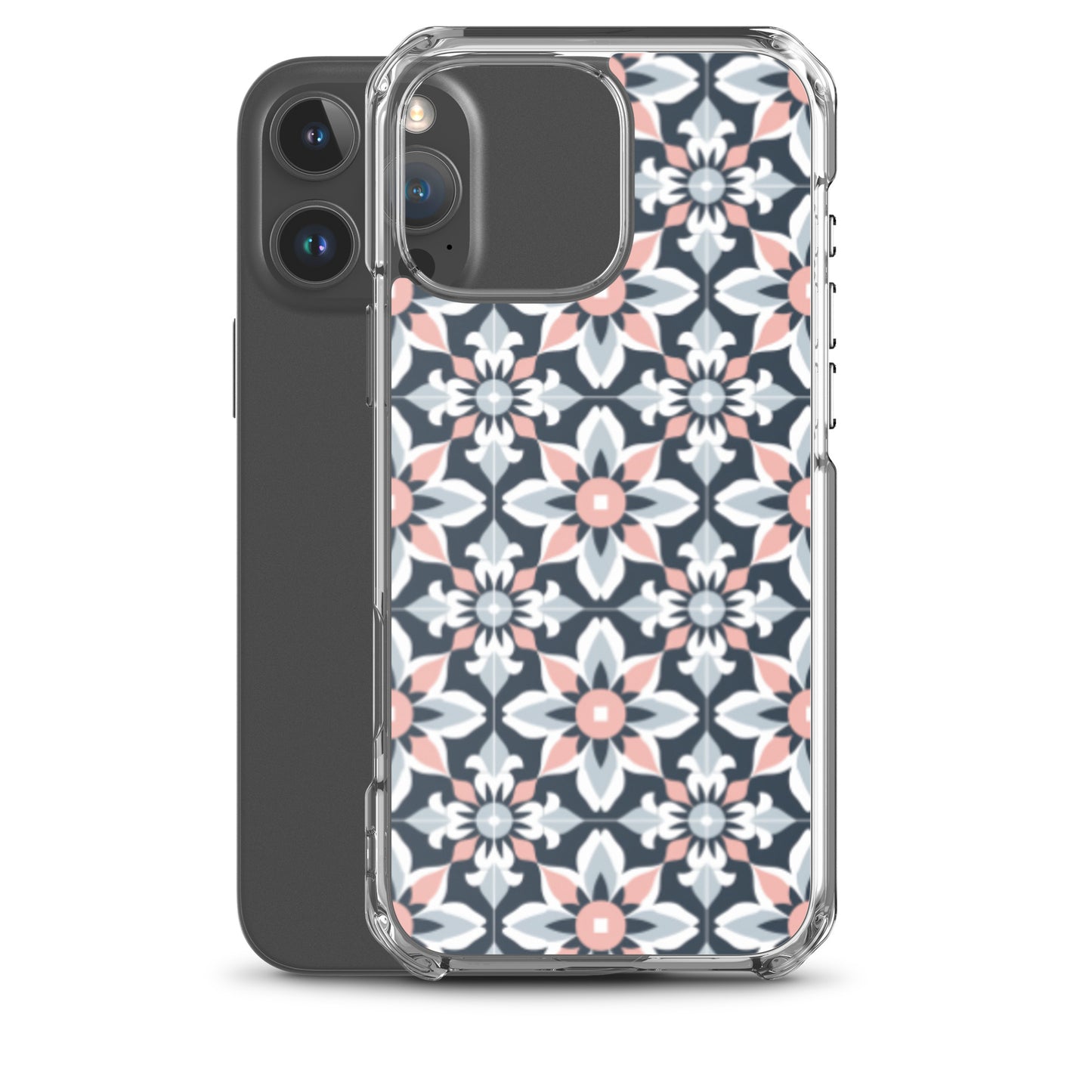 iPhone Case Geometric Flowers Pastel Pink and Blue