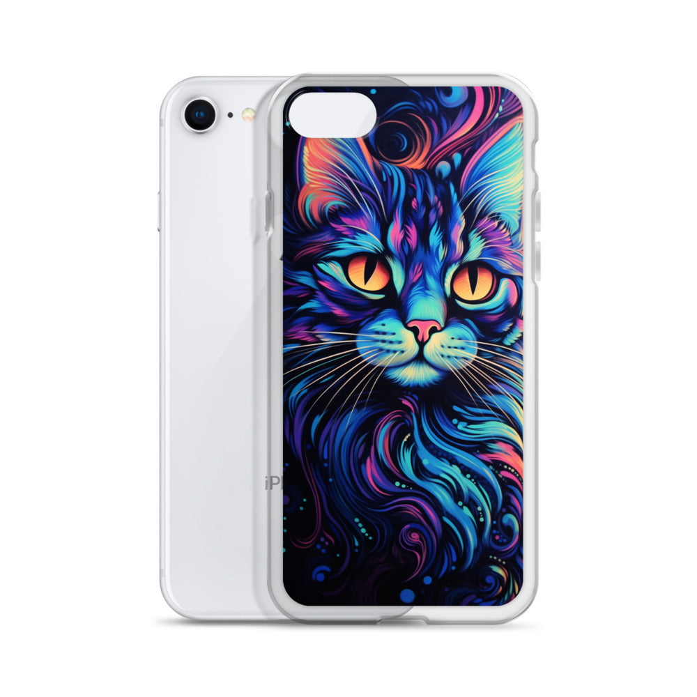 Blacklight Styled Cat iPhone Case