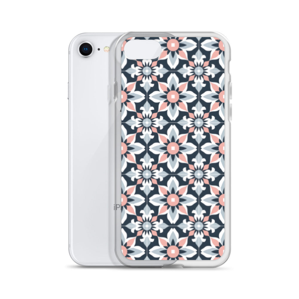 iPhone Case Geometric Flowers Pastel Pink and Blue