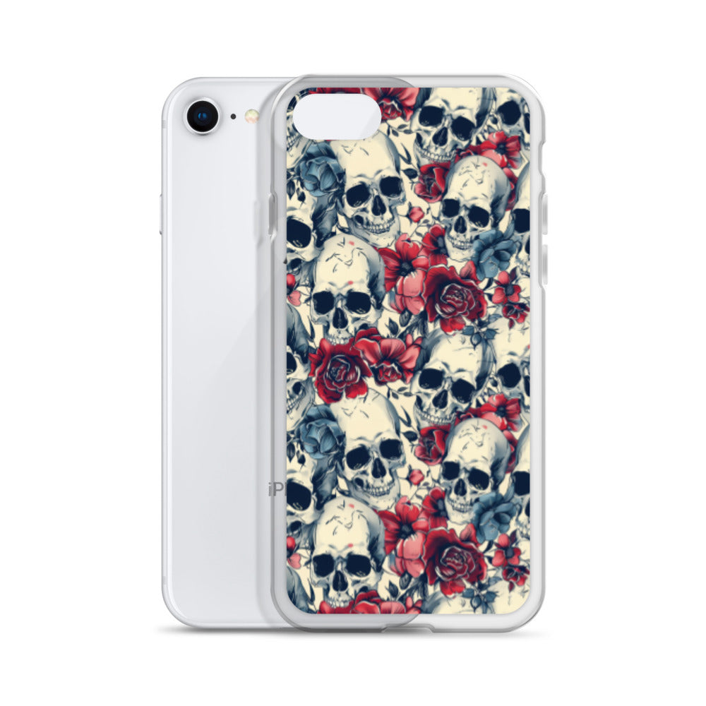 iPhone Case Skulls and Red Roses