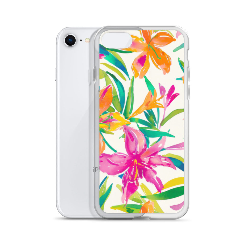iPhone Case Colorful Floral Watercolor Pink Orange