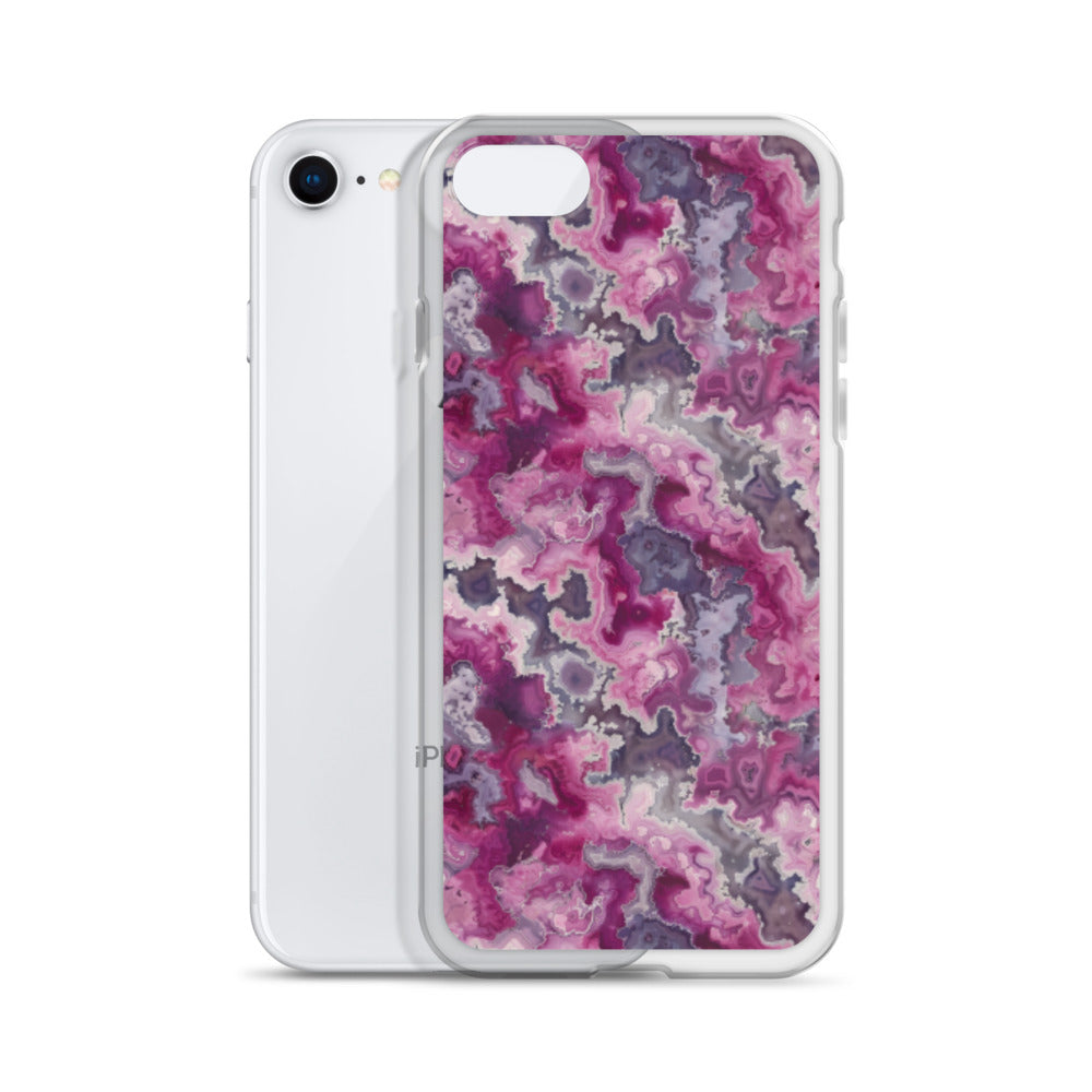 iPhone Case Pink Moss Agate Pattern