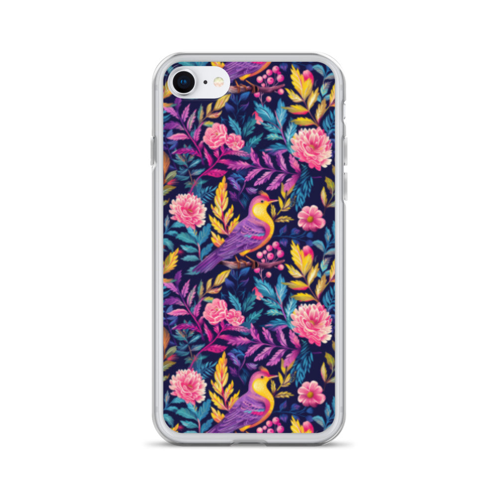 iPhone Case Colorful Flowers Plants and Birds