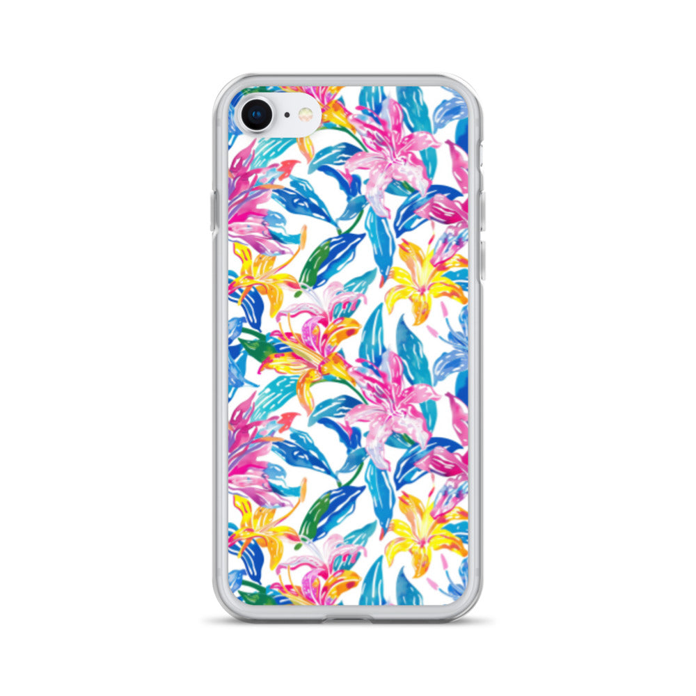 iPhone Case Colorful Floral Watercolor Blue Yellow Pink