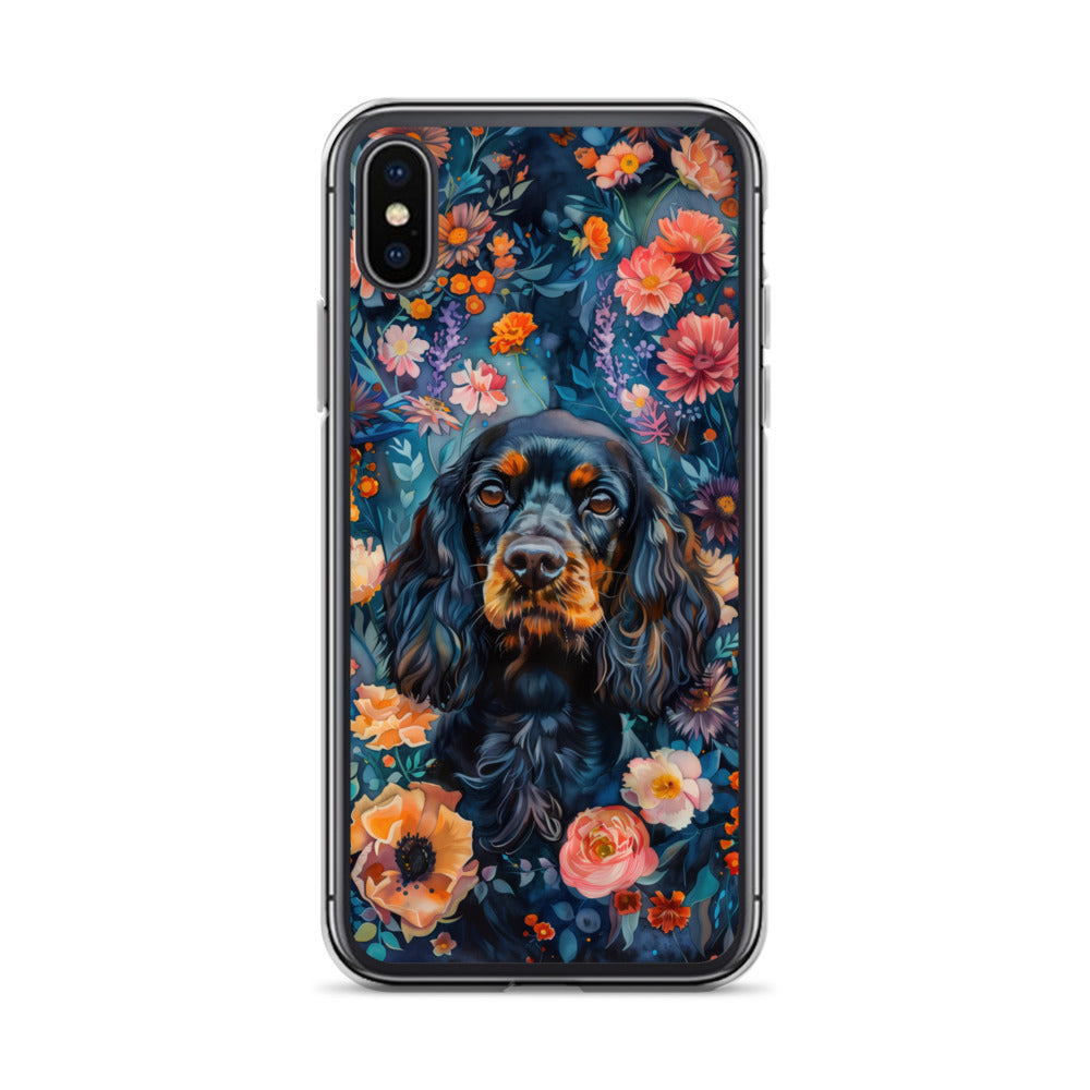 iPhone Case Watercolor Cocker Spaniel with Colorful Flowers