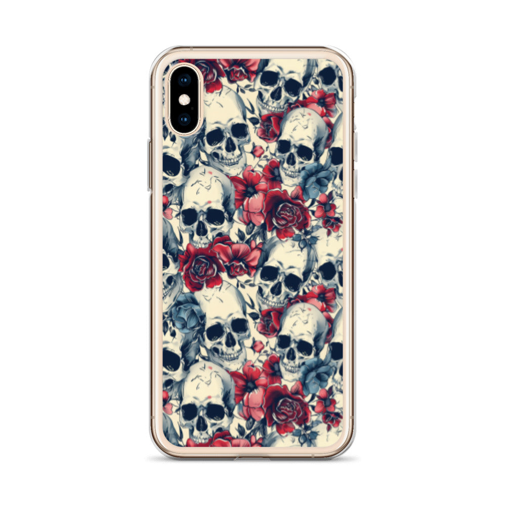 iPhone Case Skulls and Red Roses