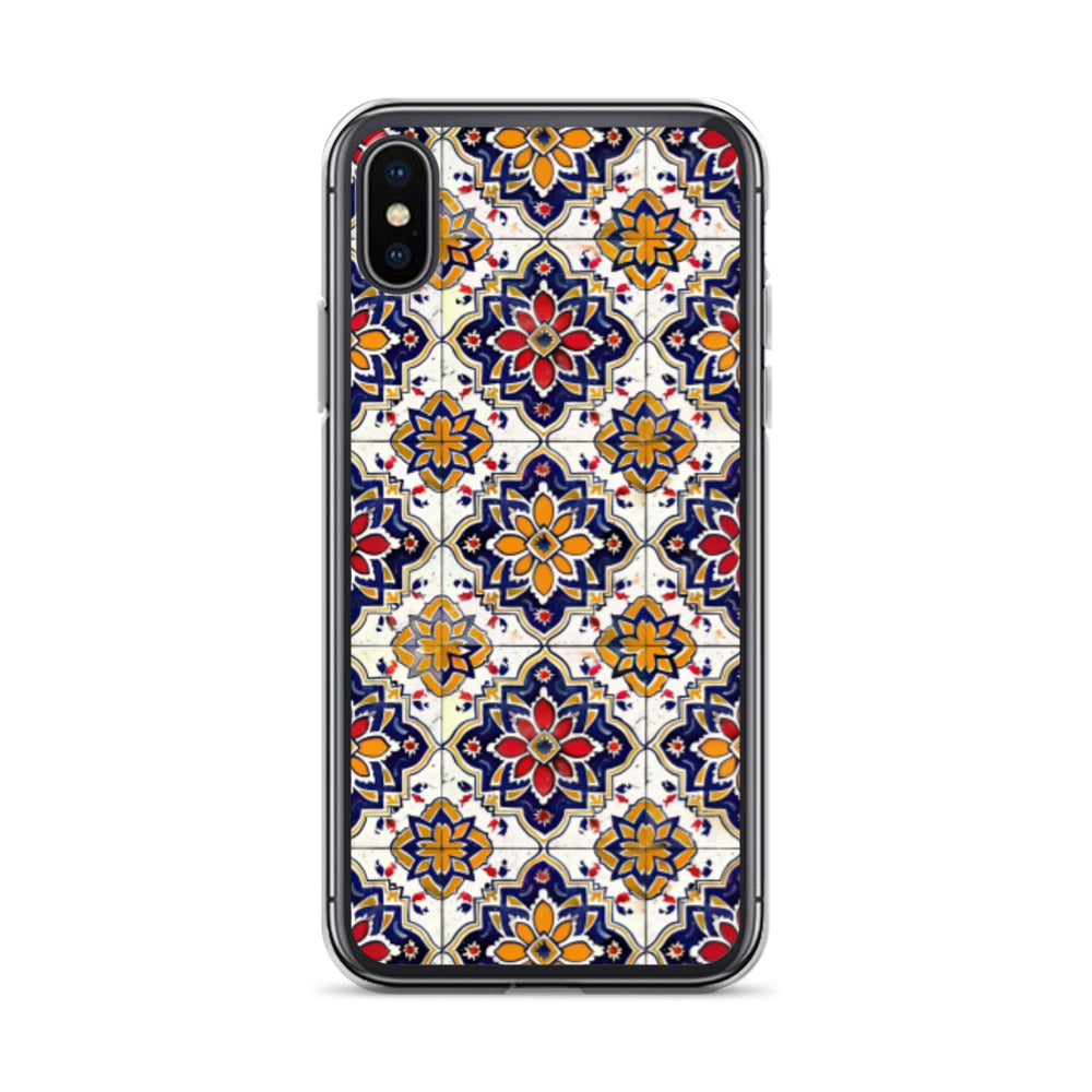 iPhone Case Colorful Andalusian Ceramic Tile Blue Orange Red