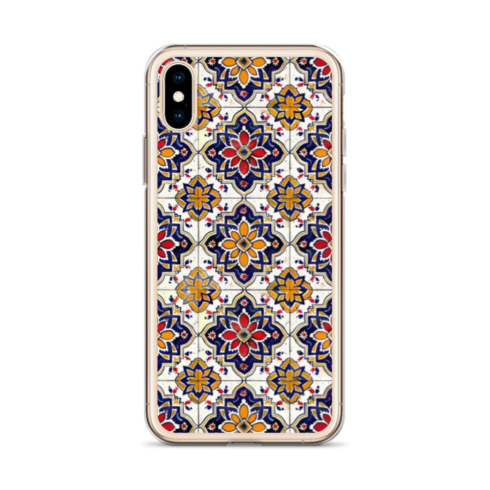 iPhone Case Colorful Andalusian Ceramic Tile Blue Orange Red