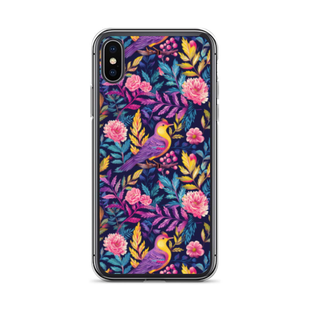 iPhone Case Colorful Flowers Plants and Birds