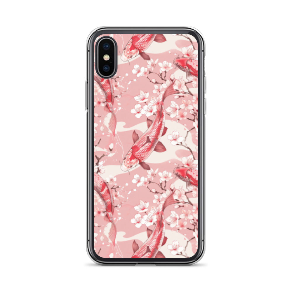 iPhone Case Pink Japanese Koi Fish and Cherry Blossoms