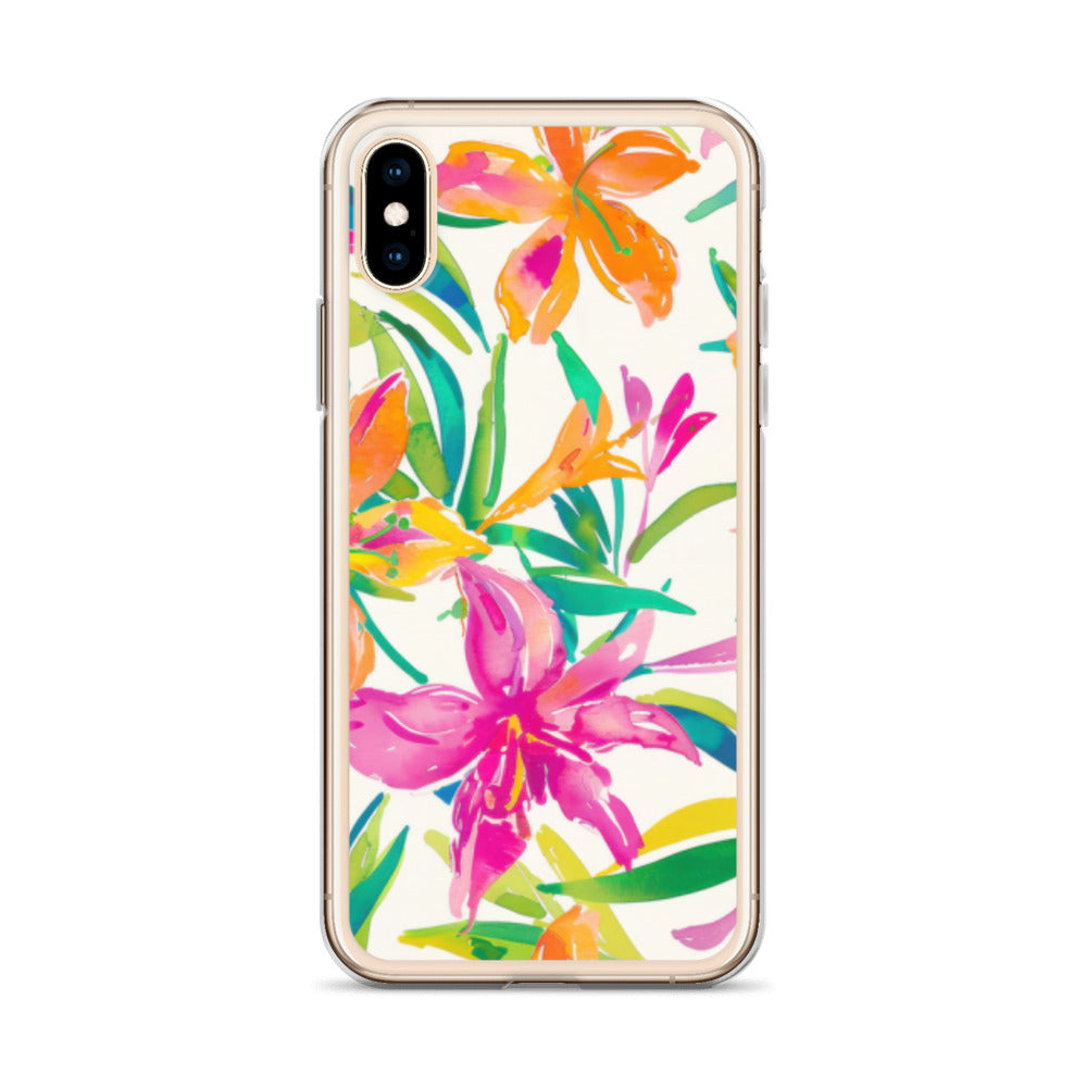 iPhone Case Colorful Floral Watercolor Pink Orange