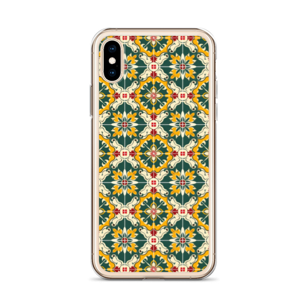 iPhone Case Green Colorful Traditional Maltese Cement Tile Pattern